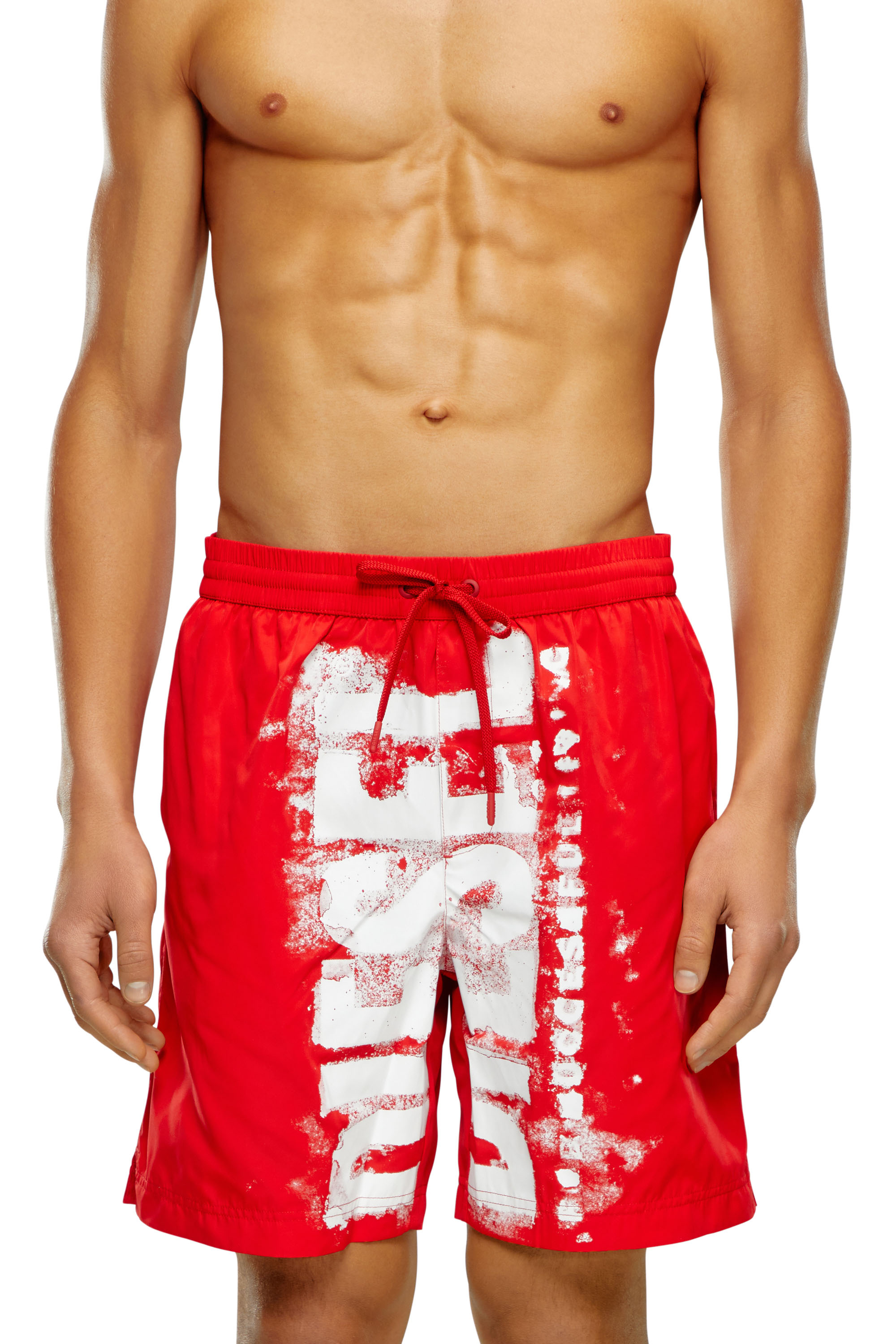 Diesel Boardshort Con Logo Irregolare In Rosso