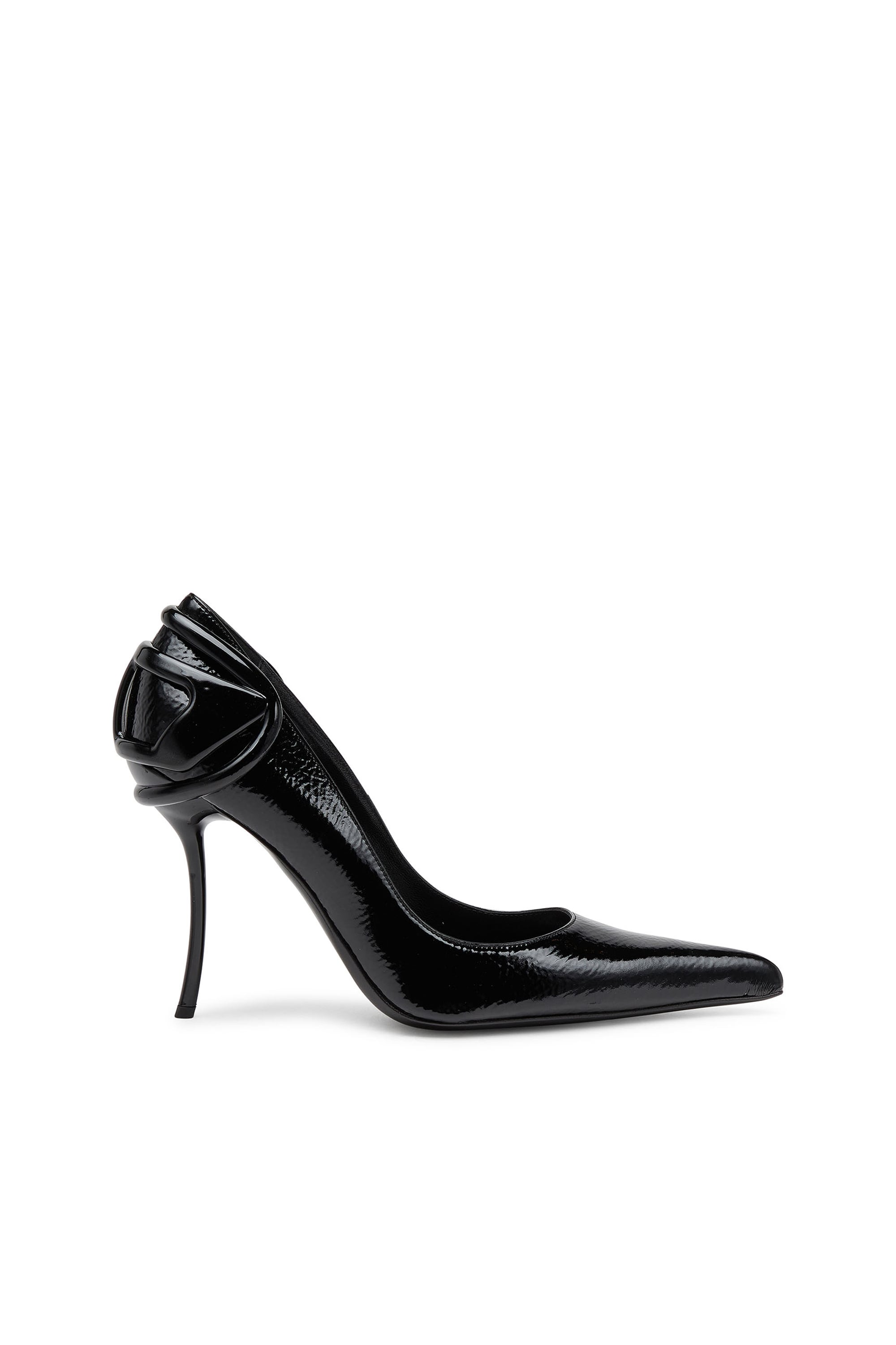 Diesel Women's Black - D-Ten & Half-Glossy Pumps With Curved Heel - Heels - Woman Size 38