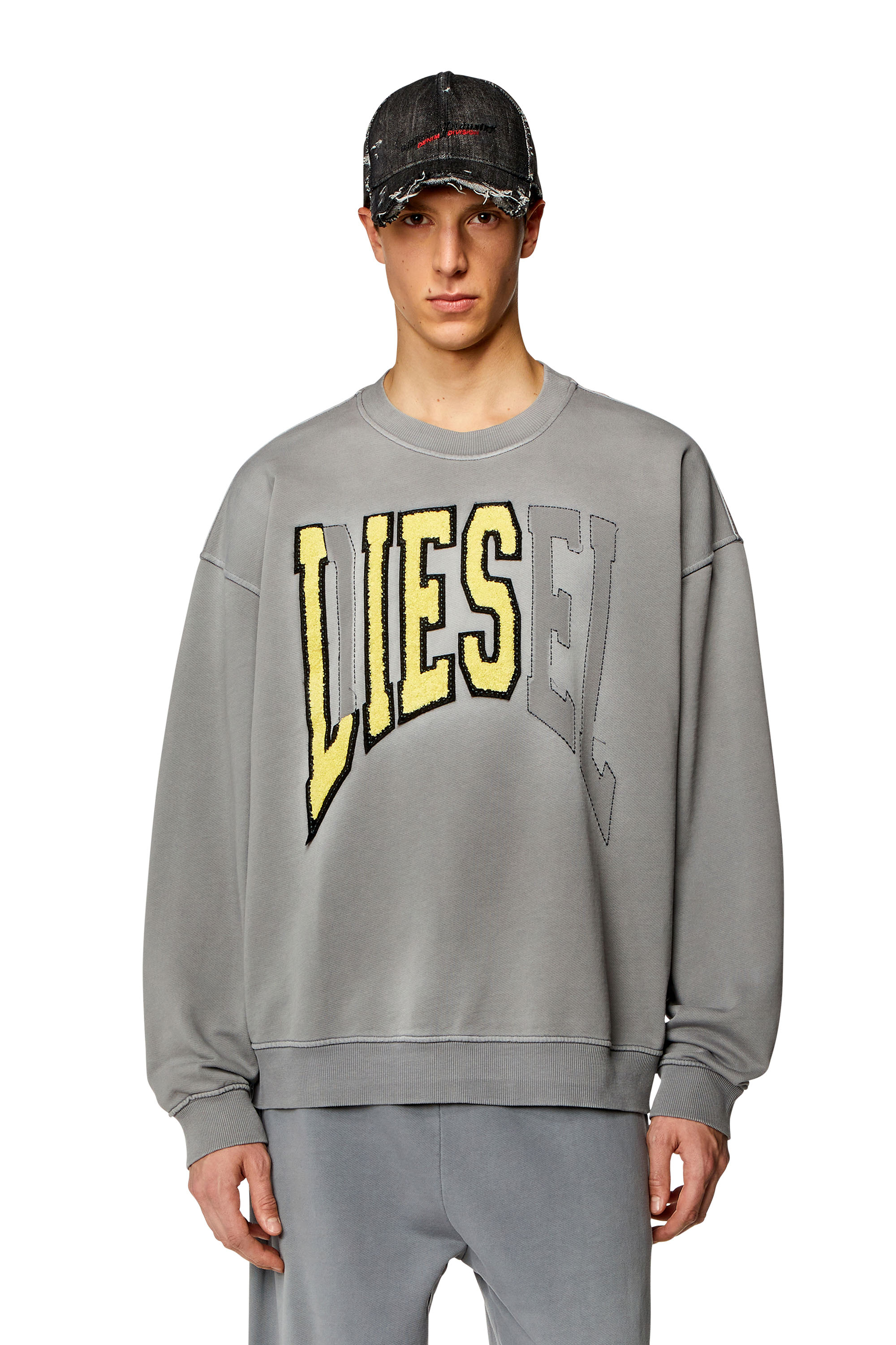 Diesel - College-Sweatshirt mit LIES-Patches - Sweatshirts - Herren - Grau