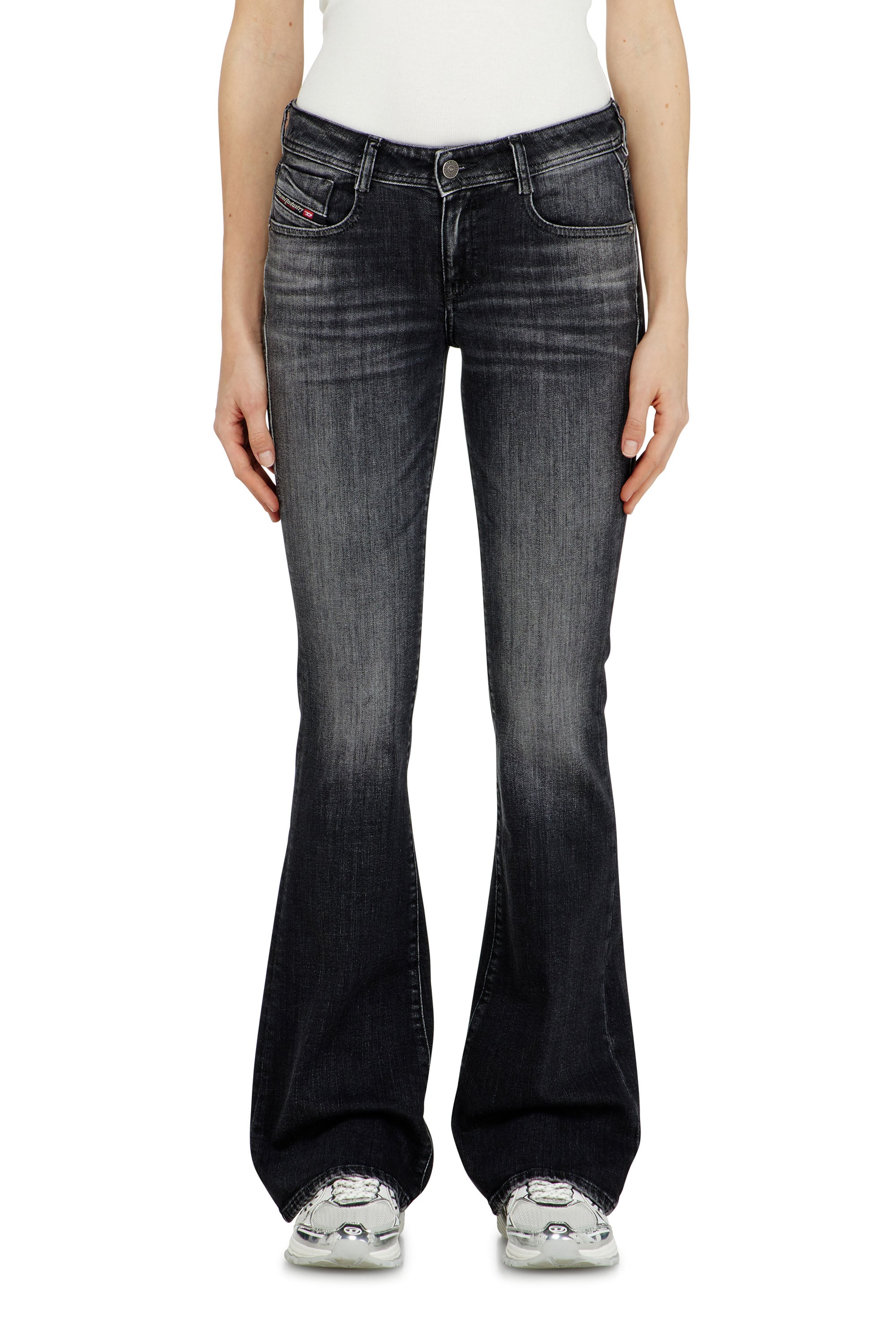 Diesel Vrouw Zwart Bootcut Jeans Low Waist 1969 D-Ebbey, Black/Dark Grey, Zip Fly Maat 23