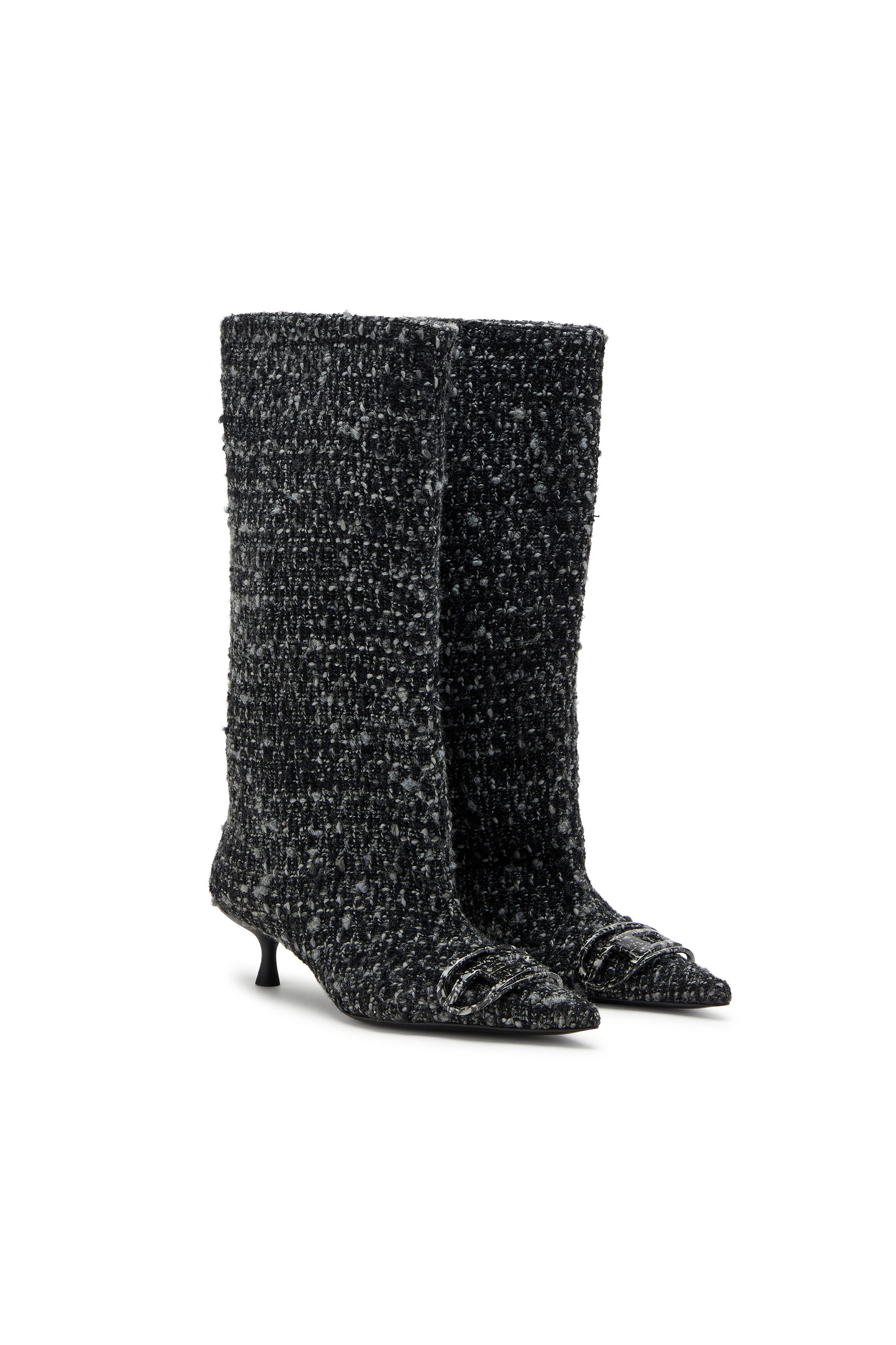 Diesel - D-VENUS 40 KB TUBE, Woman's D-Venus-Boucl&eacute;  knee-high boots in Black - 2