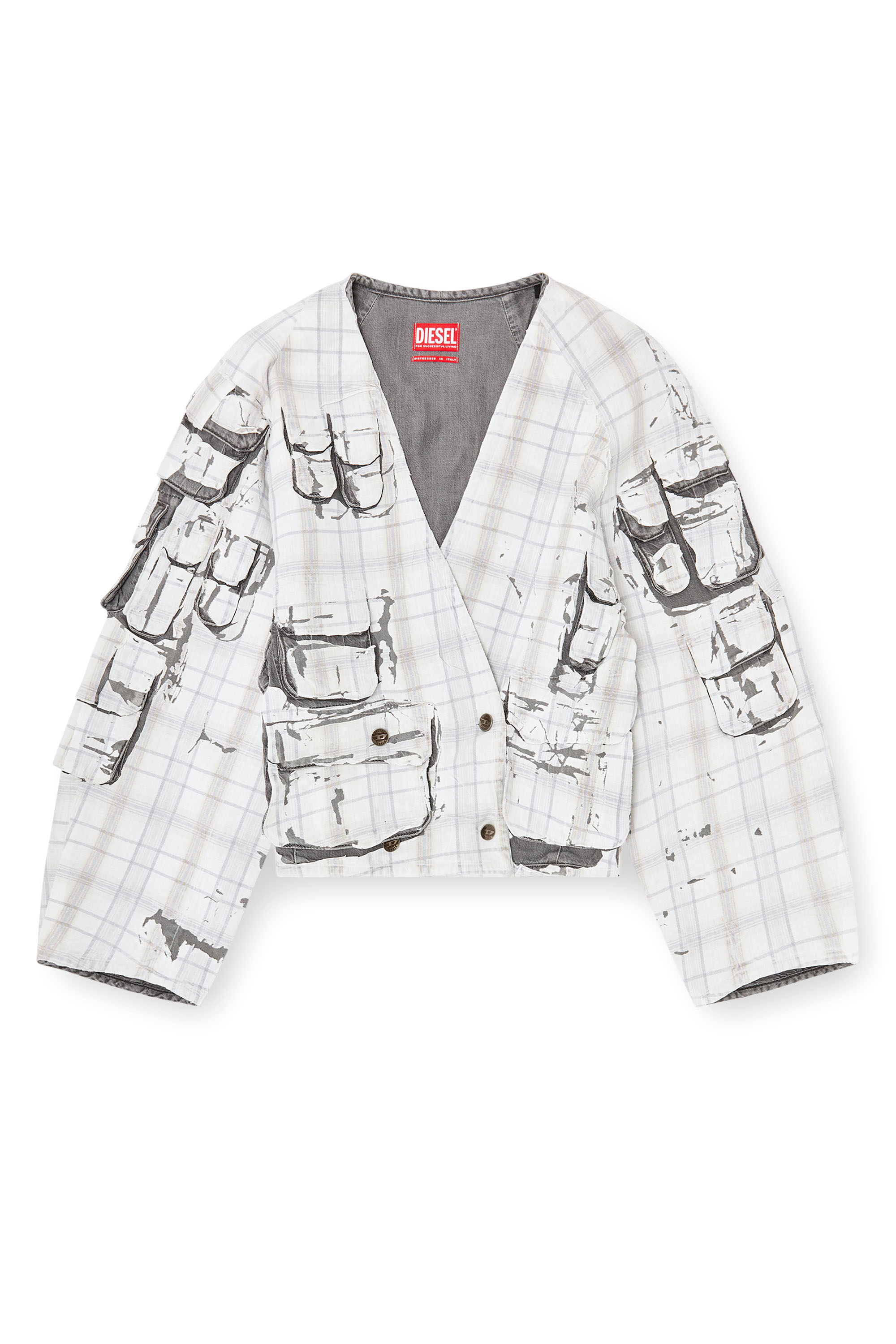 Diesel - DE-TALBAR-FSI, Woman's Denim cardi jacket with peel-off effect in Light Grey - 2