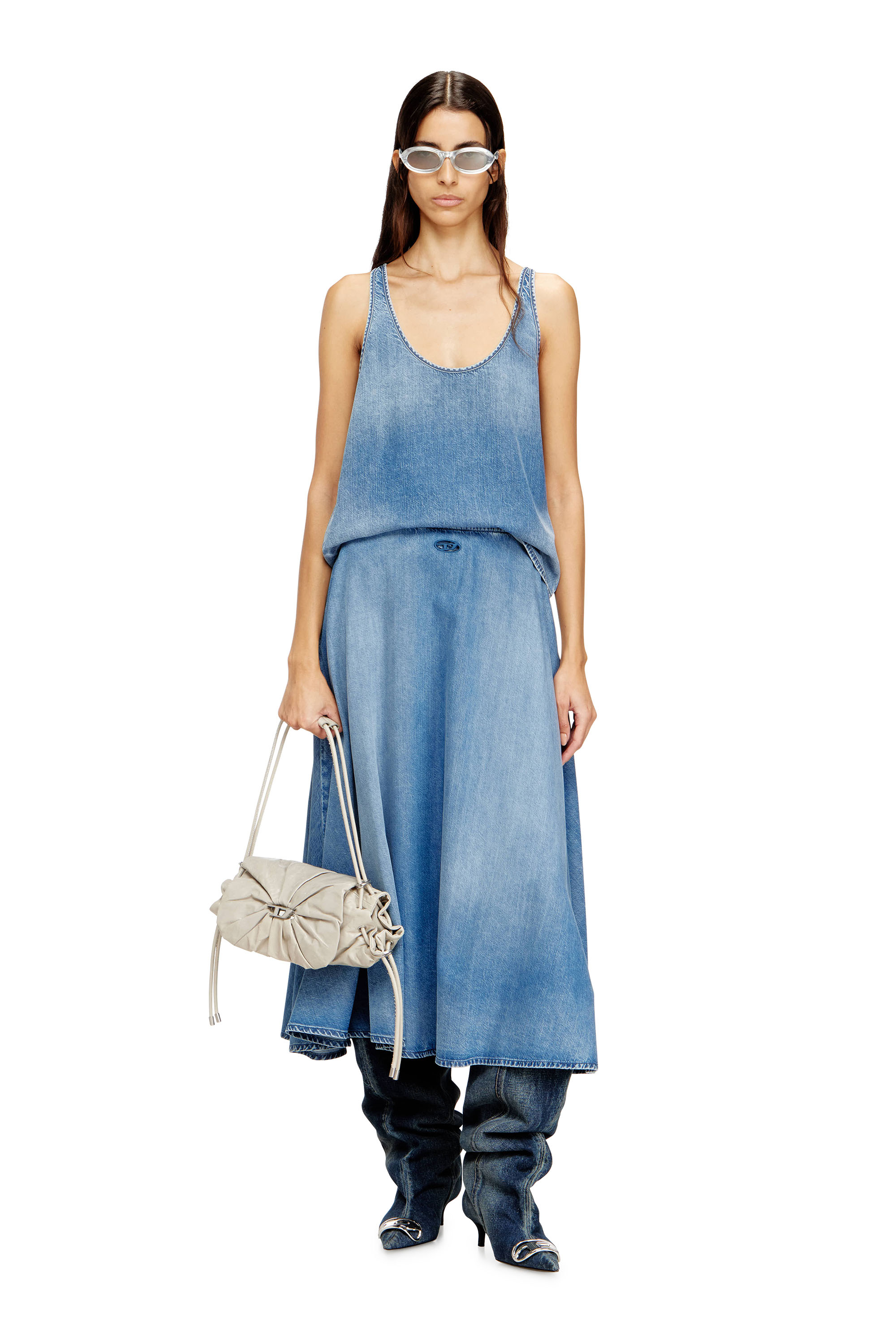 Diesel - DE-MISY-S, Woman's Top in lightweight stonewashed denim in Light Blue - 1