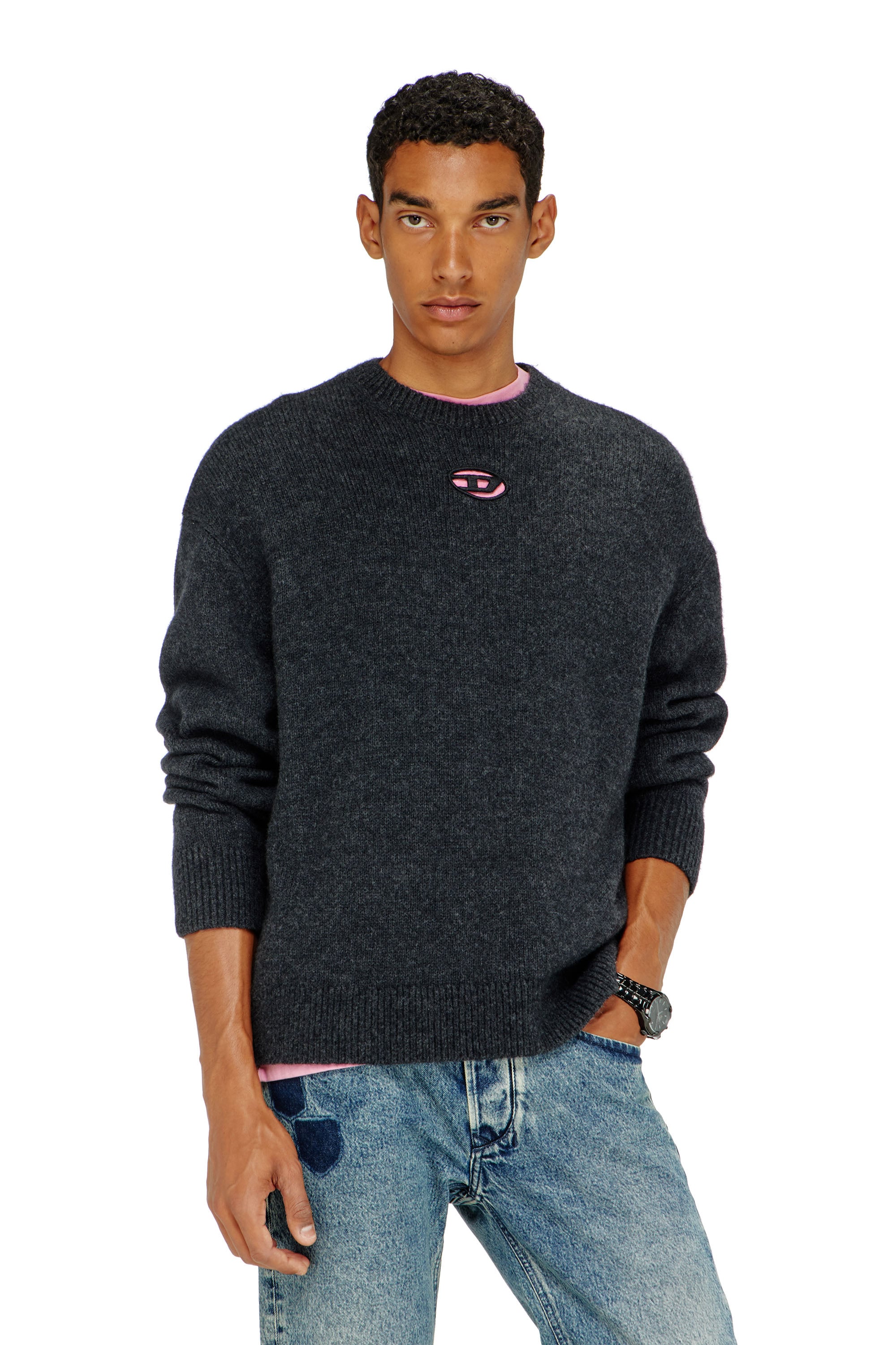 Diesel Herr Svart - Jumper In Wool And Alpaca Blend - Knitwear - Man Xxl