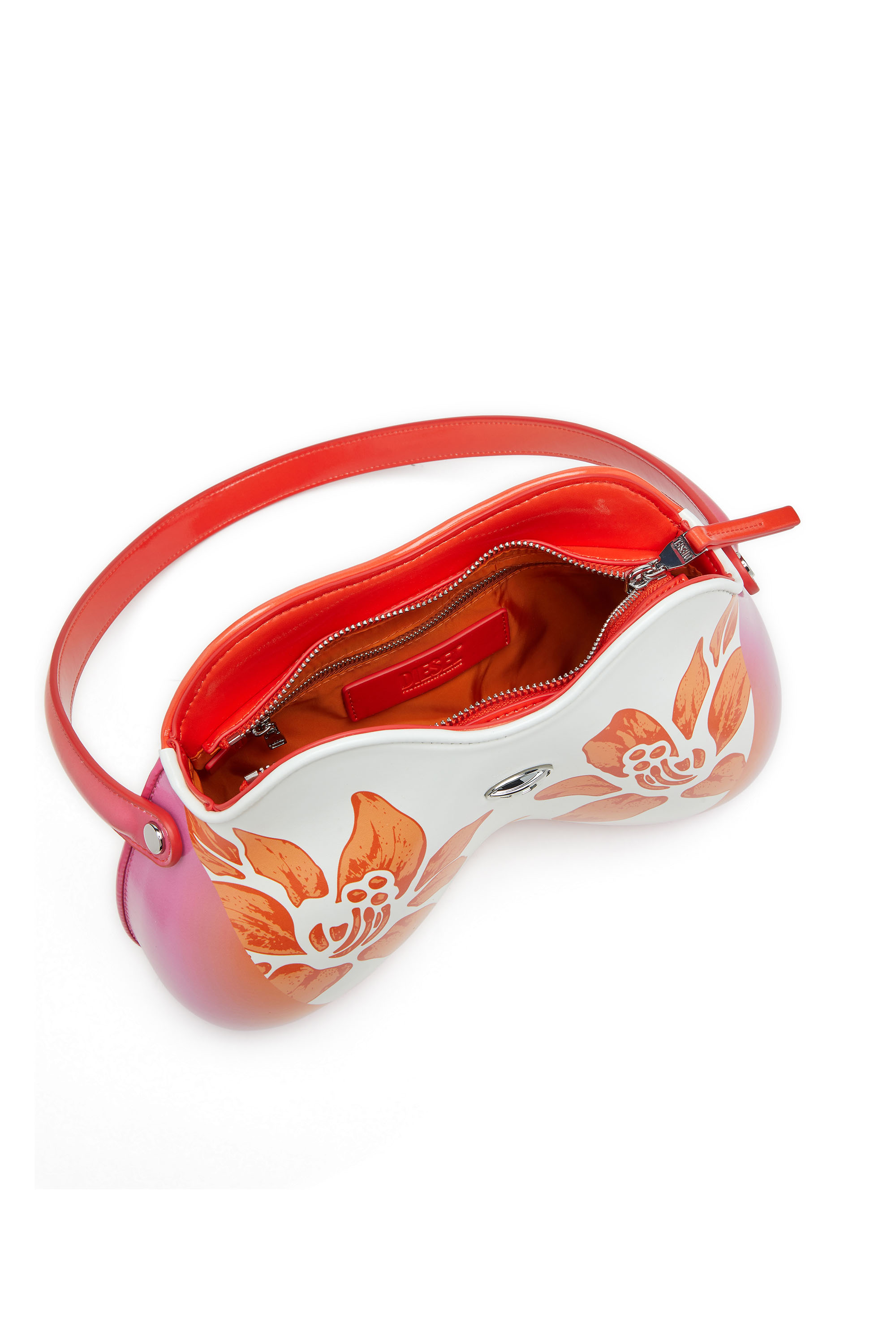 Diesel - Coconut Bl_m Bag, Woman's Double-D-Glossy shoulder bag with lotus print in White/Pink - 4