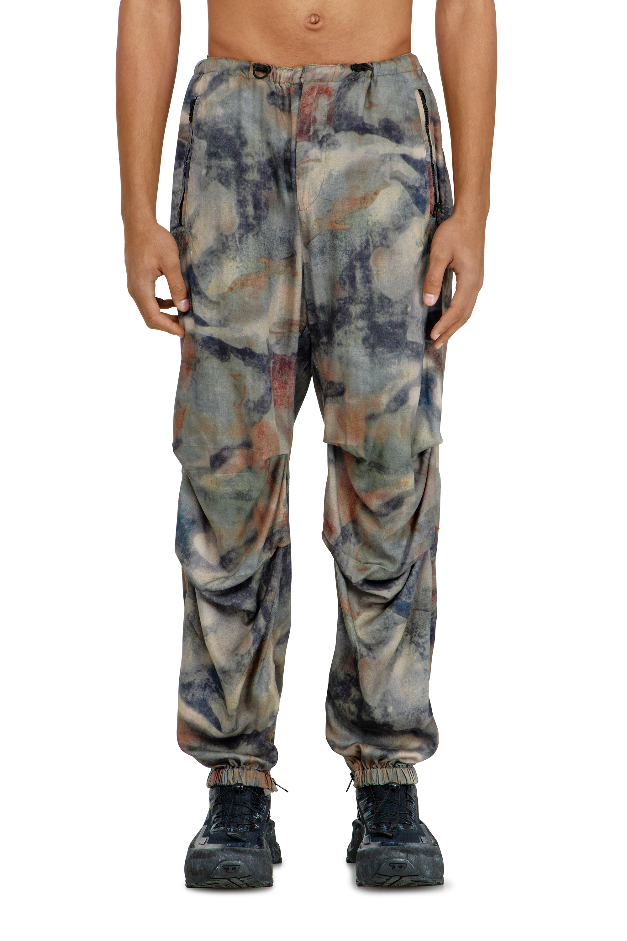 Diesel Men's Green - Cargo Pants In Printed Fabric - Pants - Man Medium