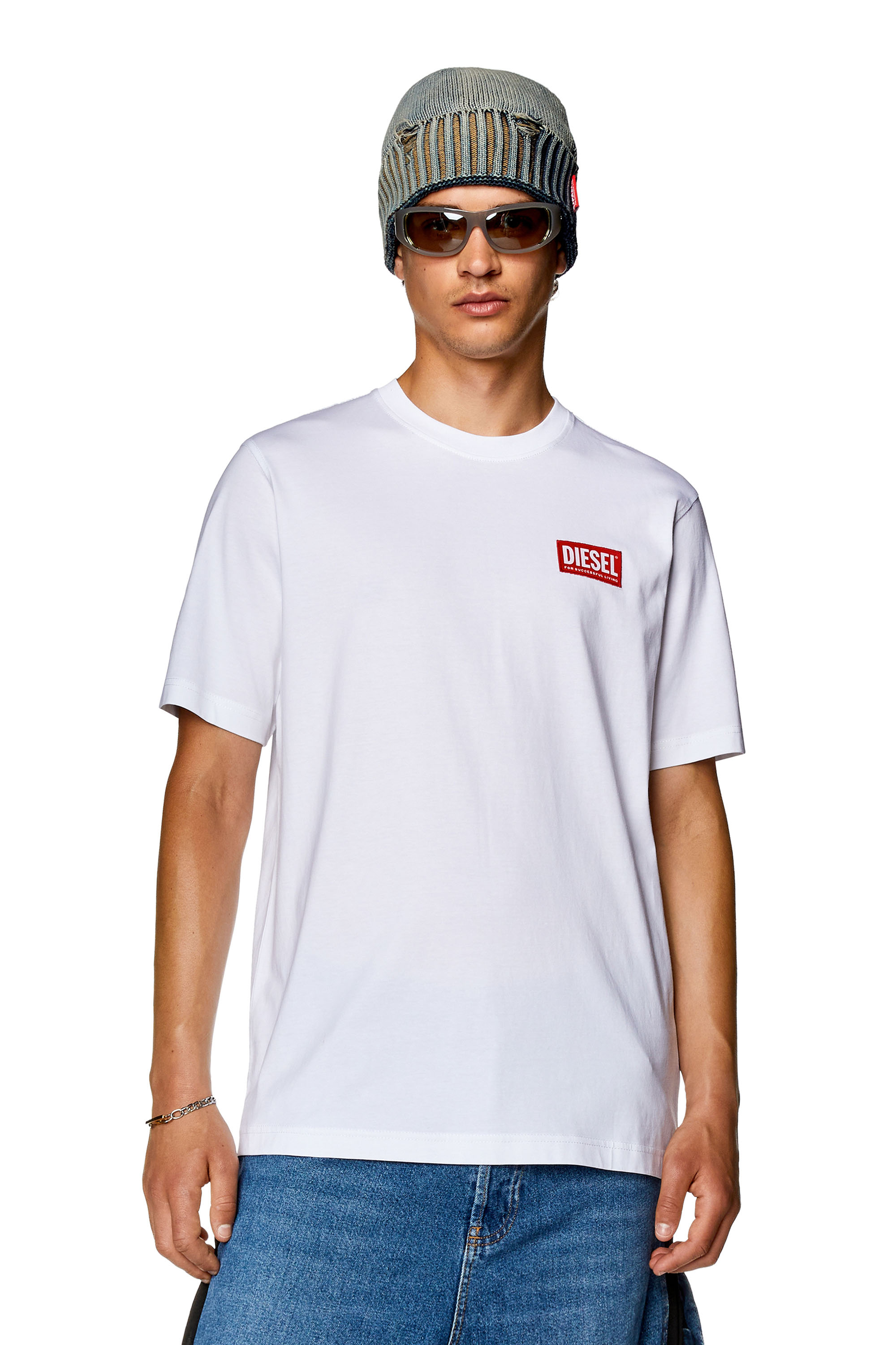 Diesel - T-shirt with logo patch - T-Shirts - Man - White