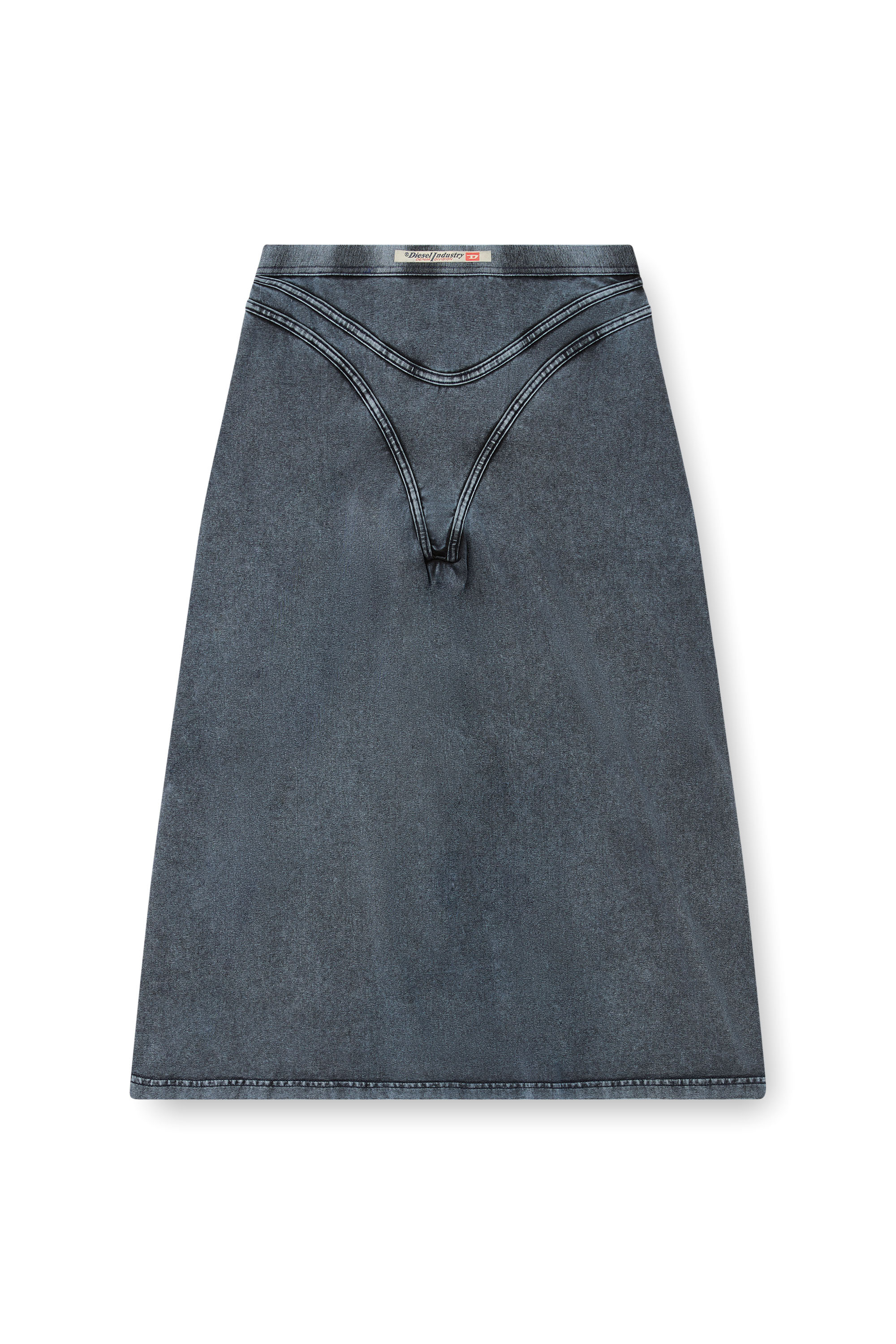 Diesel - O-ALLINE, Woman's Midi skirt in denim-look jersey in Dark Blue - 3