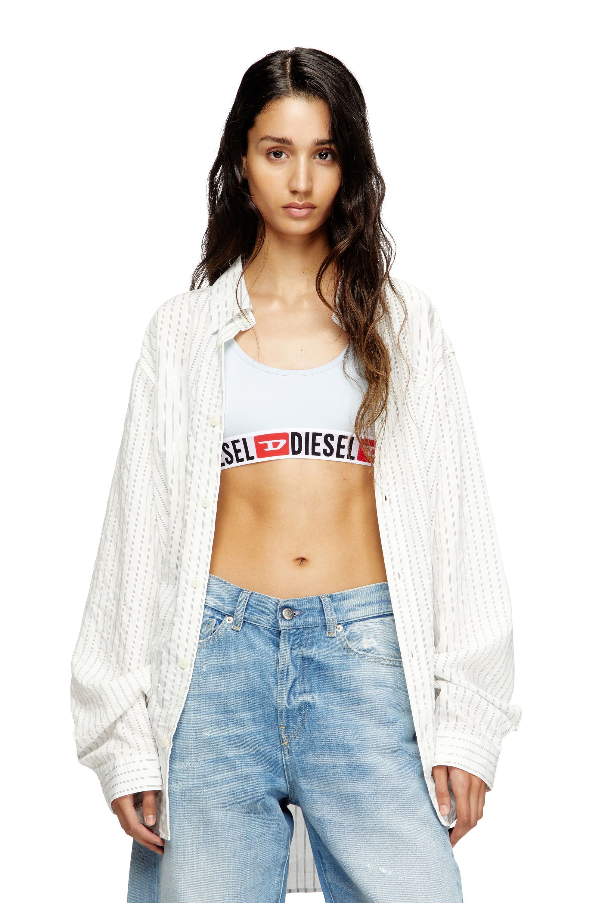 Diesel - UFSB-ORIBA, Woman's Bralette with logo band in Light Grey - 4
