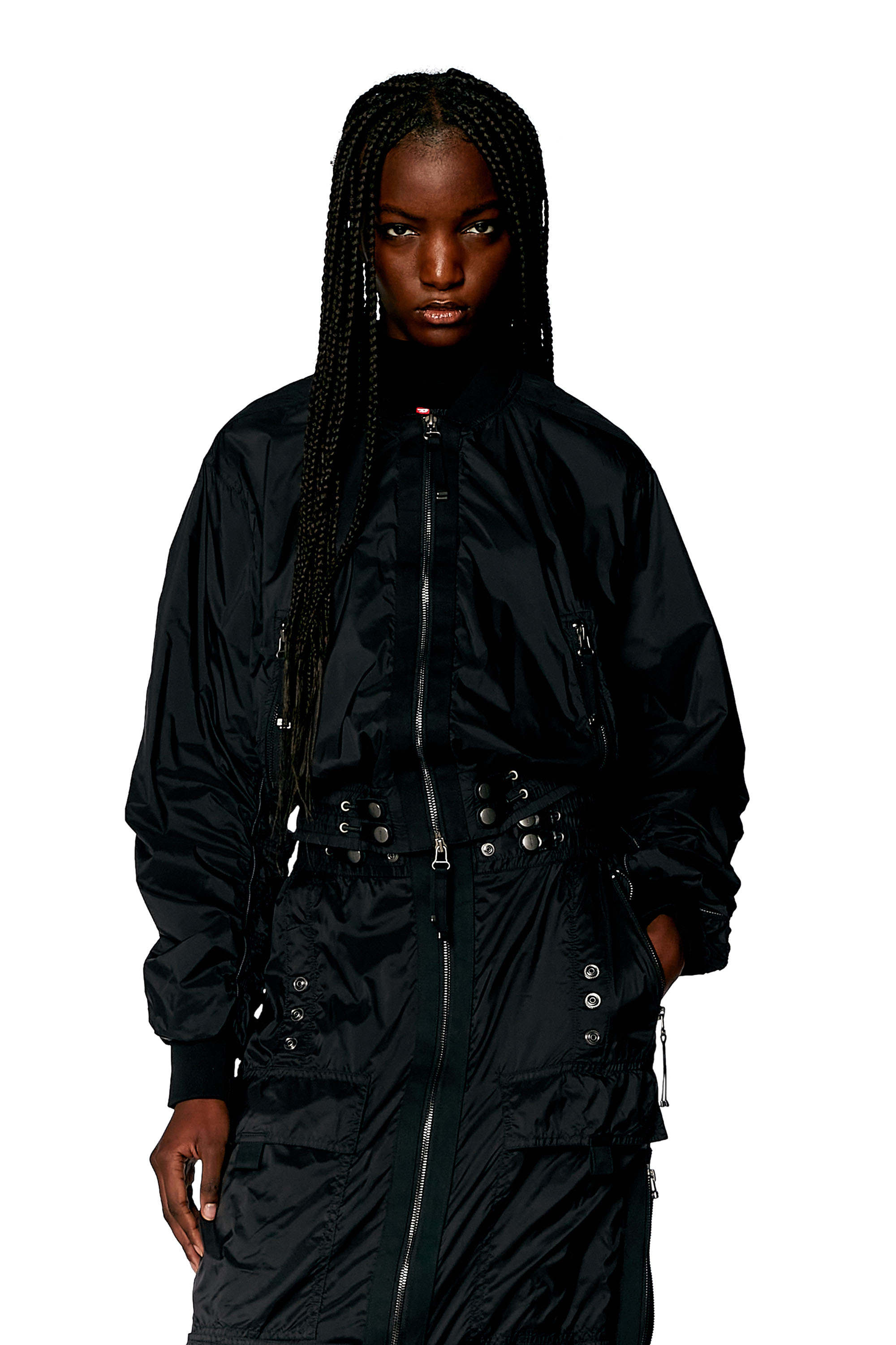 Diesel - Bomber jacket in light nylon - Jackets - Woman - Black