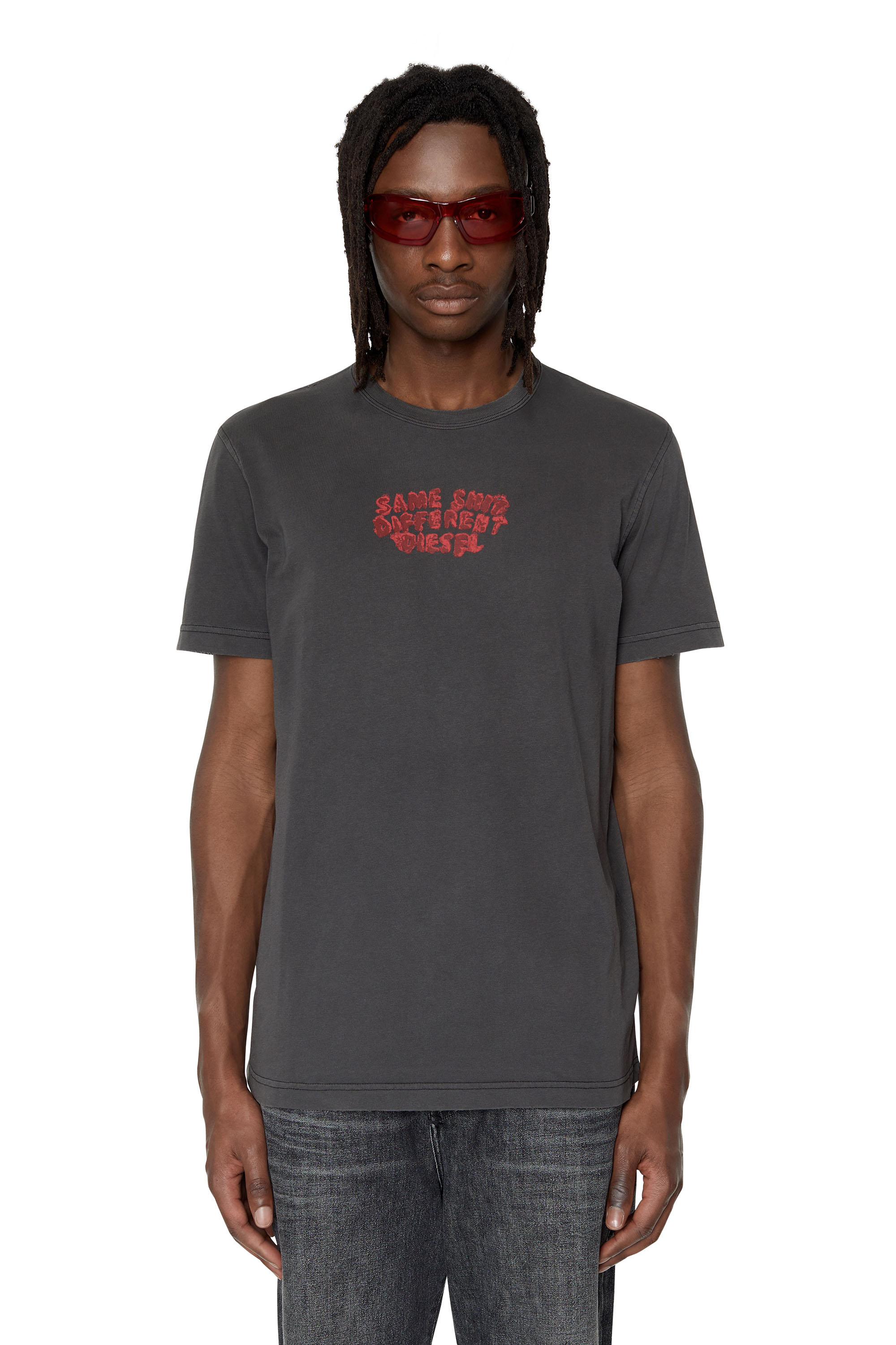 Diesel - T-shirt con stampa a effetto bleed-through - T-Shirts - Uomo - Grigio