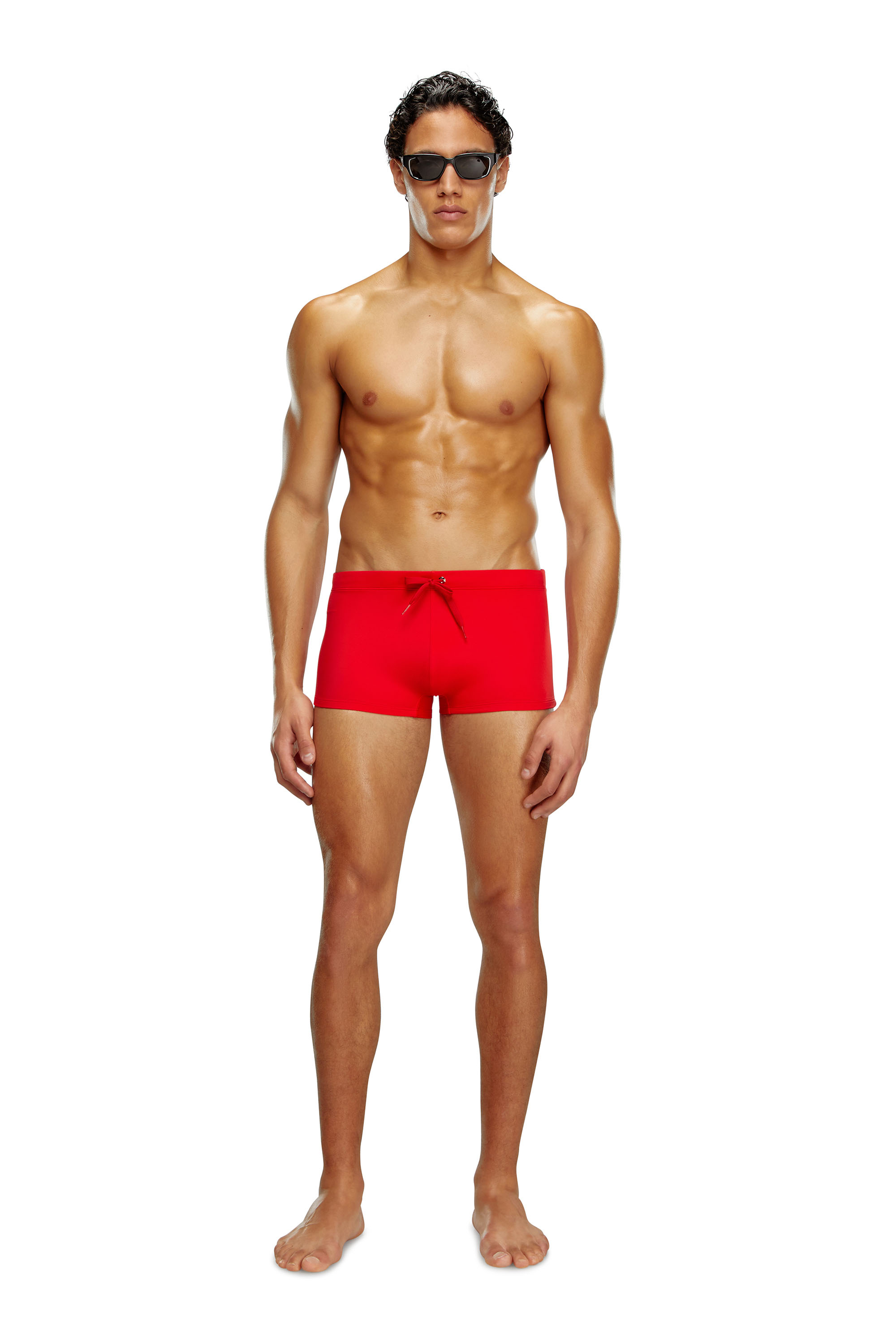 Diesel Swim Boxer Briefs With Back Logo Print In Red