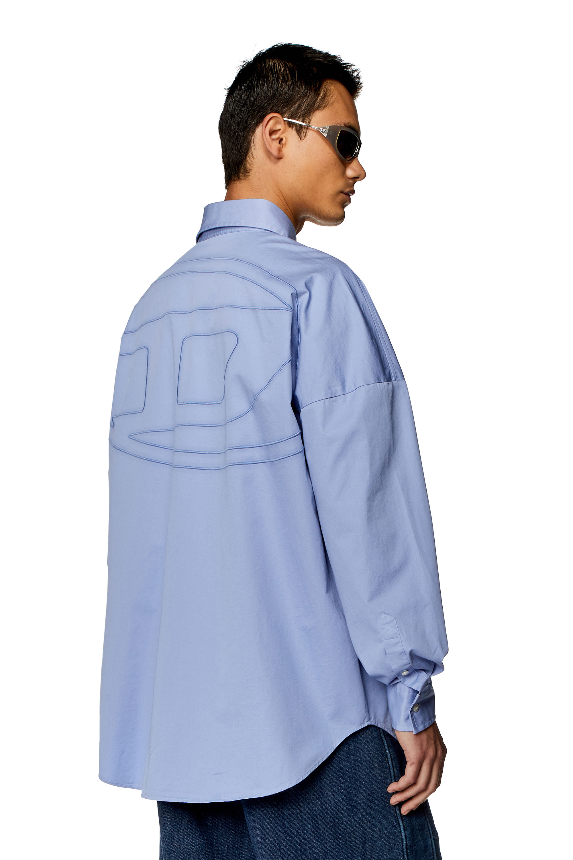 Diesel - Chemise avec maxi logo brodé - Chemises - Homme - Bleu
