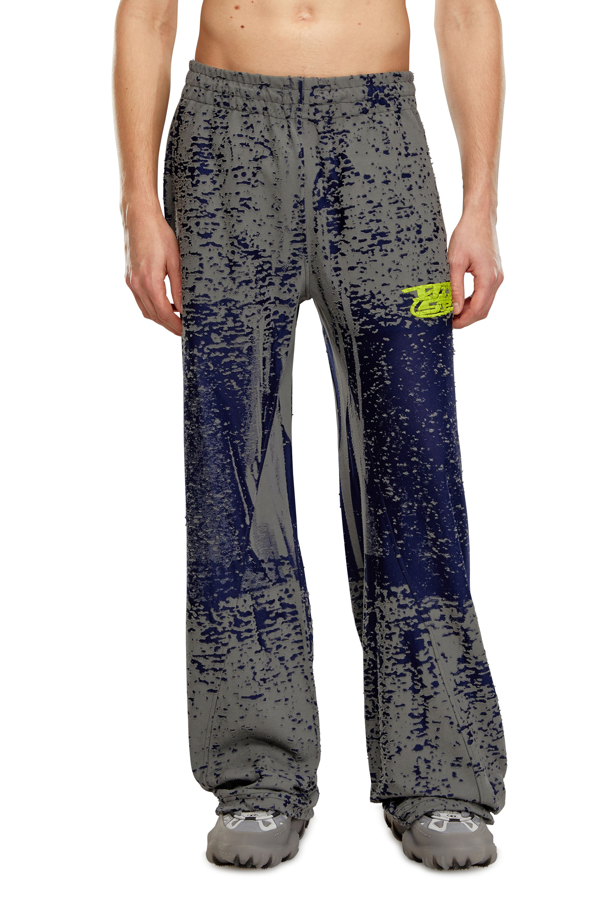 Diesel - Pantalon de survêtement dévoré avec logo à encre gonflante - Pantalons - Homme - Bleu