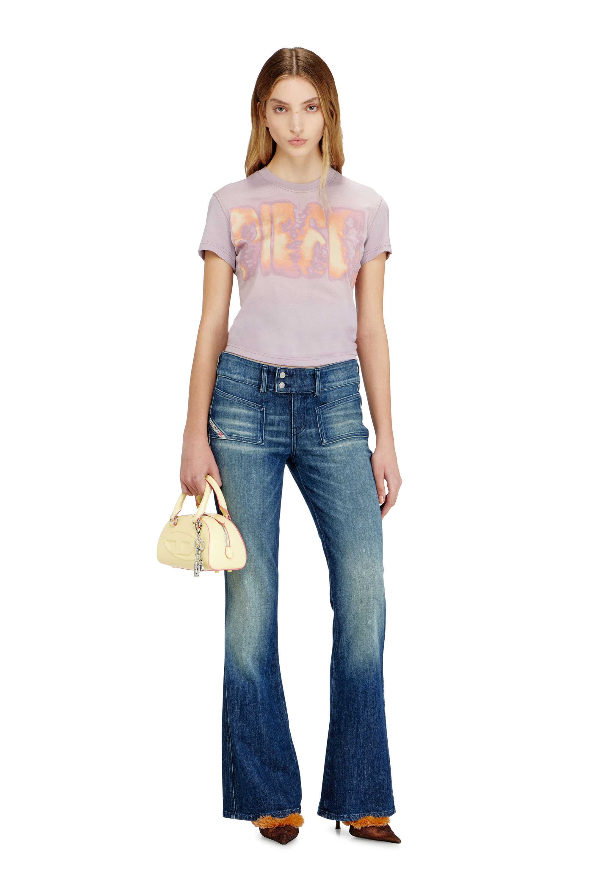 Diesel - T-ILA-AA3, Woman's Slim jersey T-shirt with graphic print in Lilac - 2
