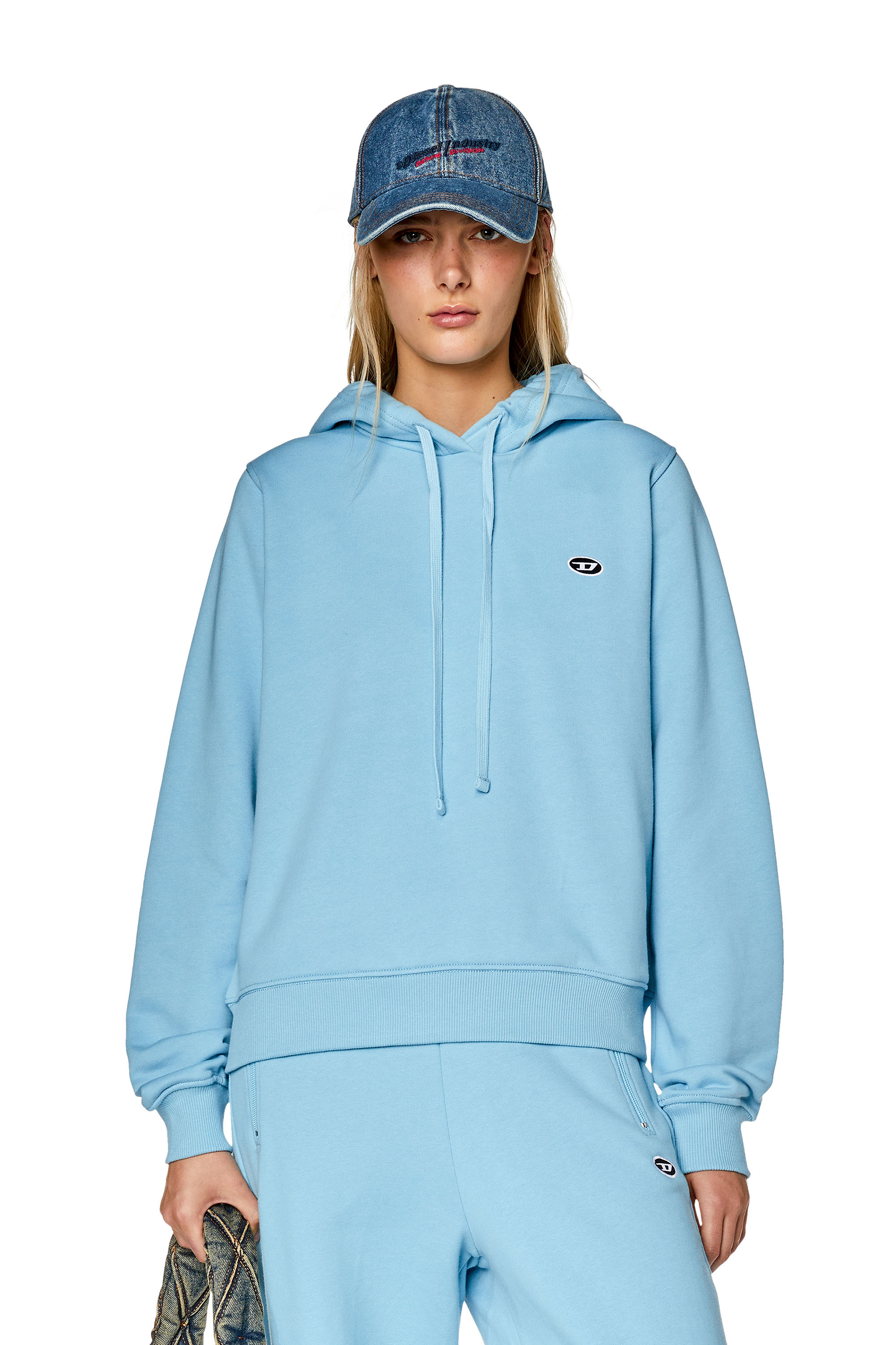 Diesel - Hoodie with oval D patch - Sweaters - Woman - Blue
