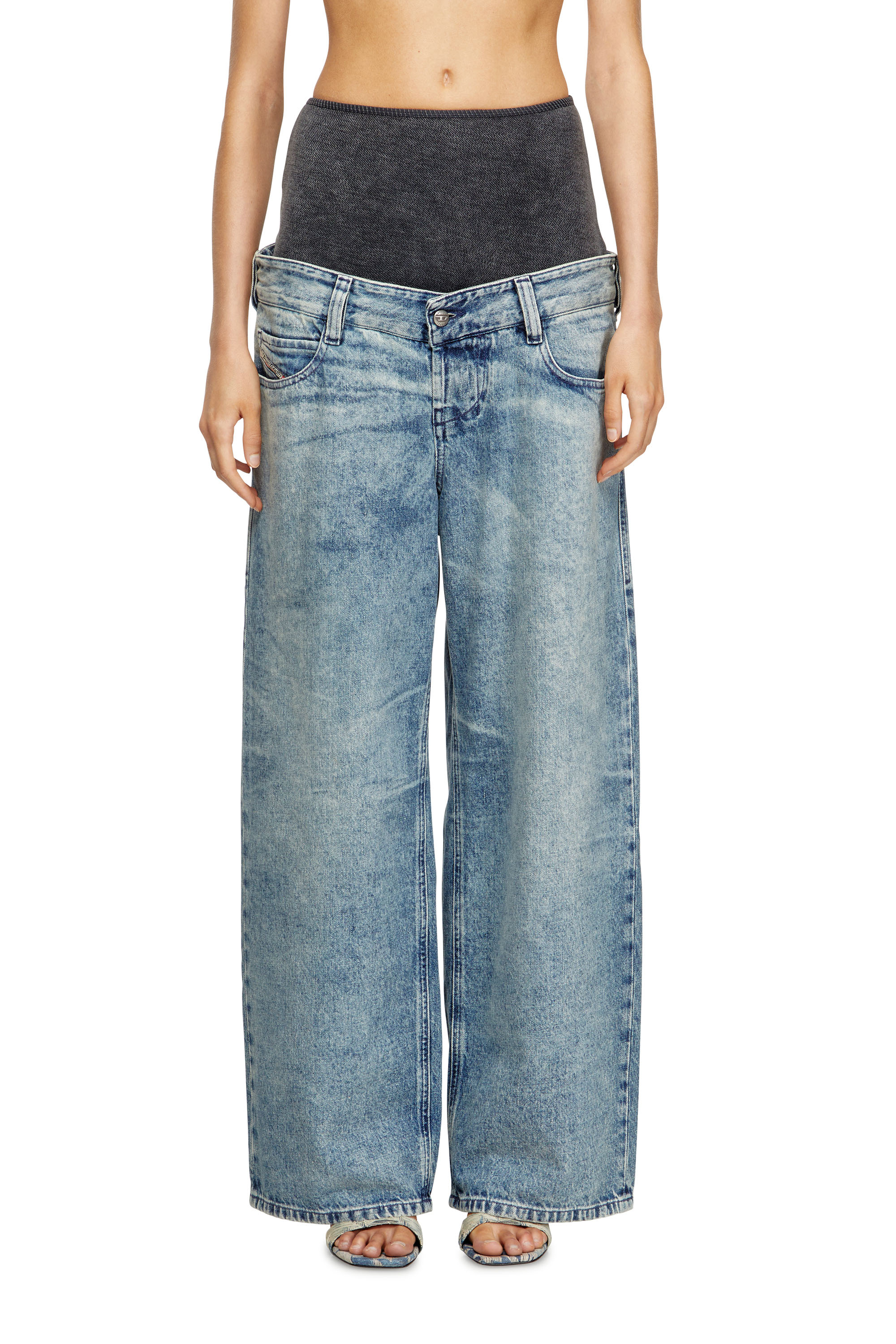Diesel Stonewashed Cotton And Hemp Denim Jeans In Blue