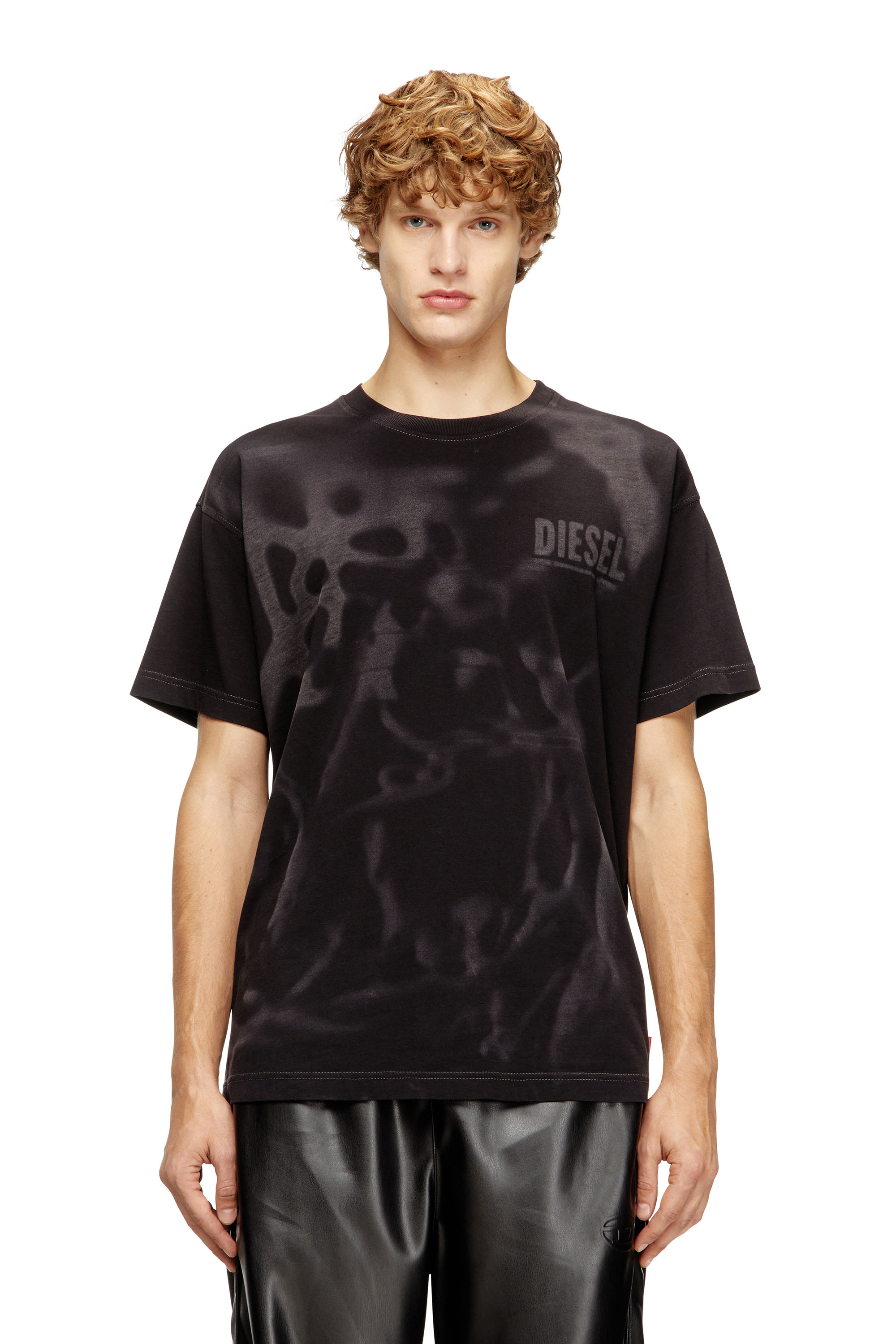 Diesel Nero Uomo - T-Shirt In Cotone Con Stampa Laser - T-Shirts Grande