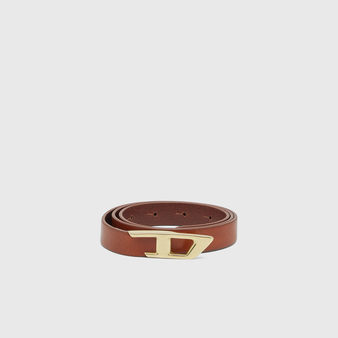 Diesel - Ceinture 2 cm en cuir avec boucle métallique D - Ceintures - Femme - Marron