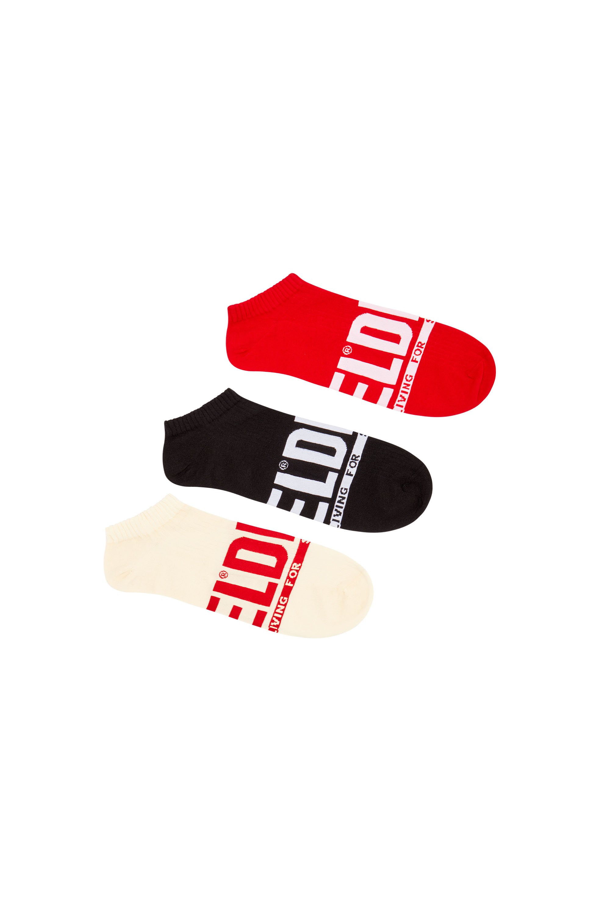 Shop Diesel 3-pack Low-cut Logo Socks In Multicolor