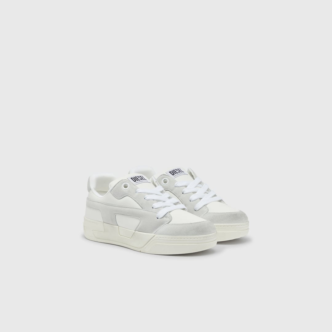 Diesel - S-D-Ollie - Distressed sneakers in leather and suede - Sneakers - Man - White
