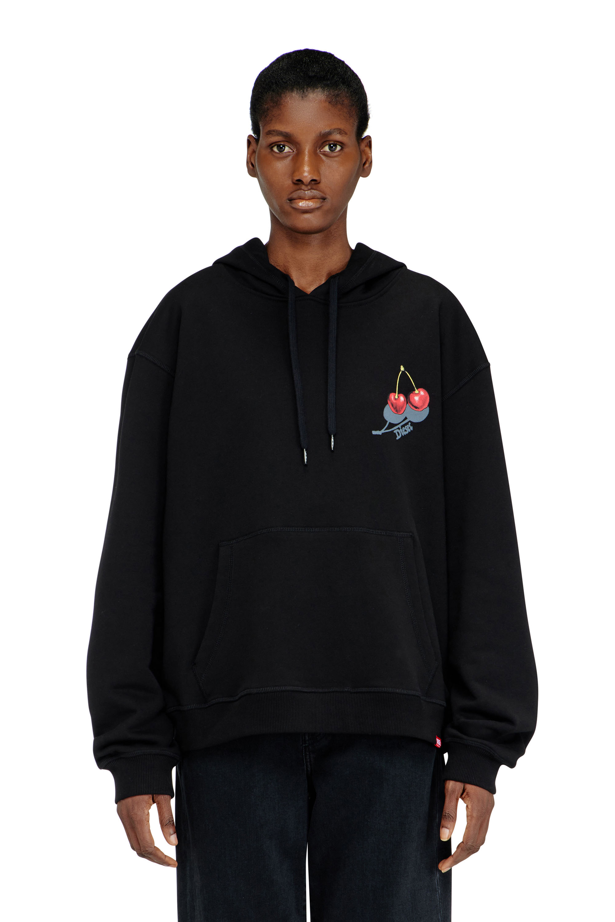 Diesel - SV-S-NORM-HOOD-CHER, Unisex's Hoodie in cotton with cherry graphic in Black - 3
