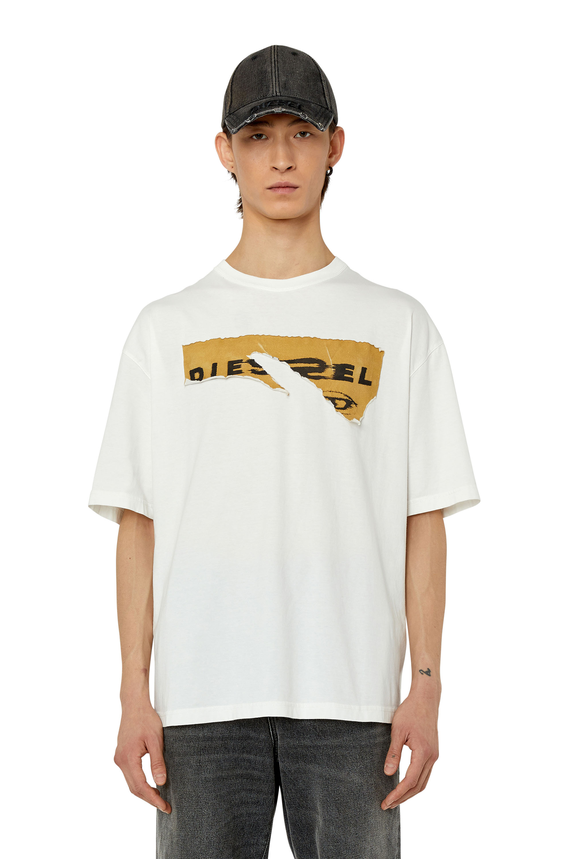 Diesel - T-shirt con patch peel-off - T-Shirts - Uomo - Bianco