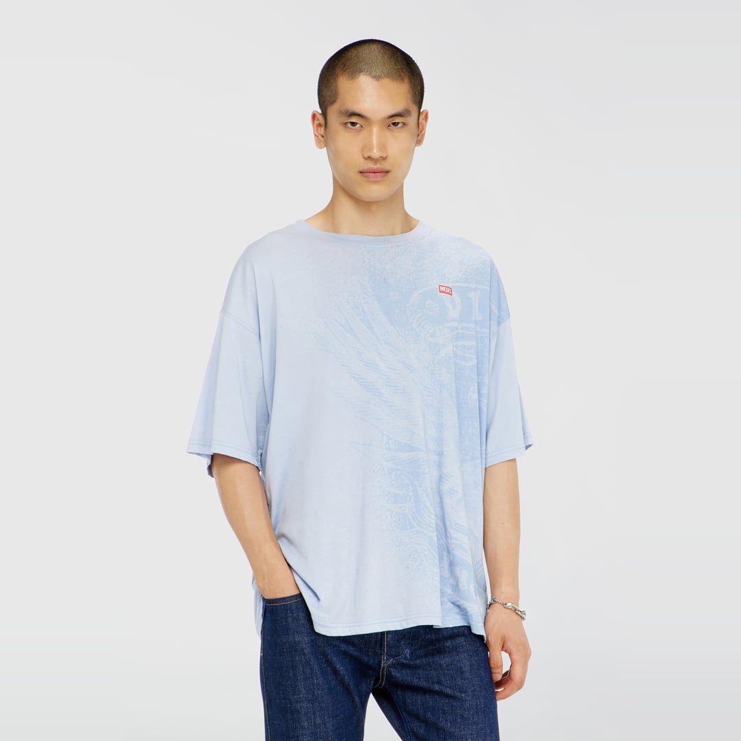 Diesel - Relaxed T-shirt with pigment prints - T-Shirts - Man - Blue
