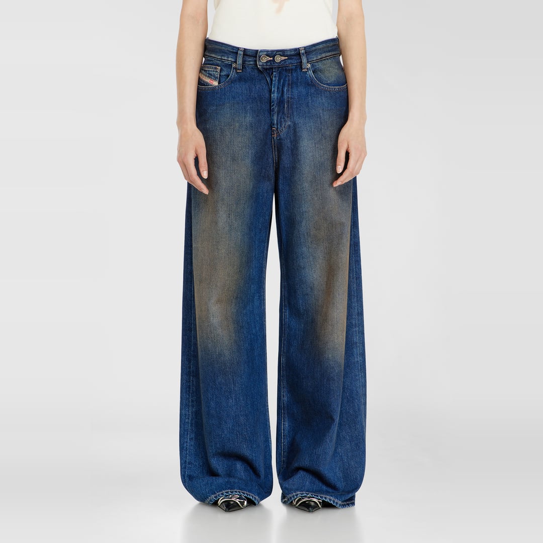 Diesel Jeans Relaxed Taille Basse 1996 D-Sire, Bleu foncé, Fermeture boutonnée
