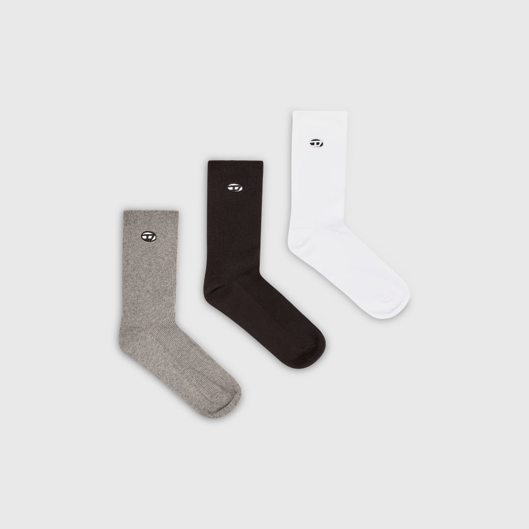Diesel - Three-pack of cotton socks with Oval D embroidery - Socks - Man - Multicolor