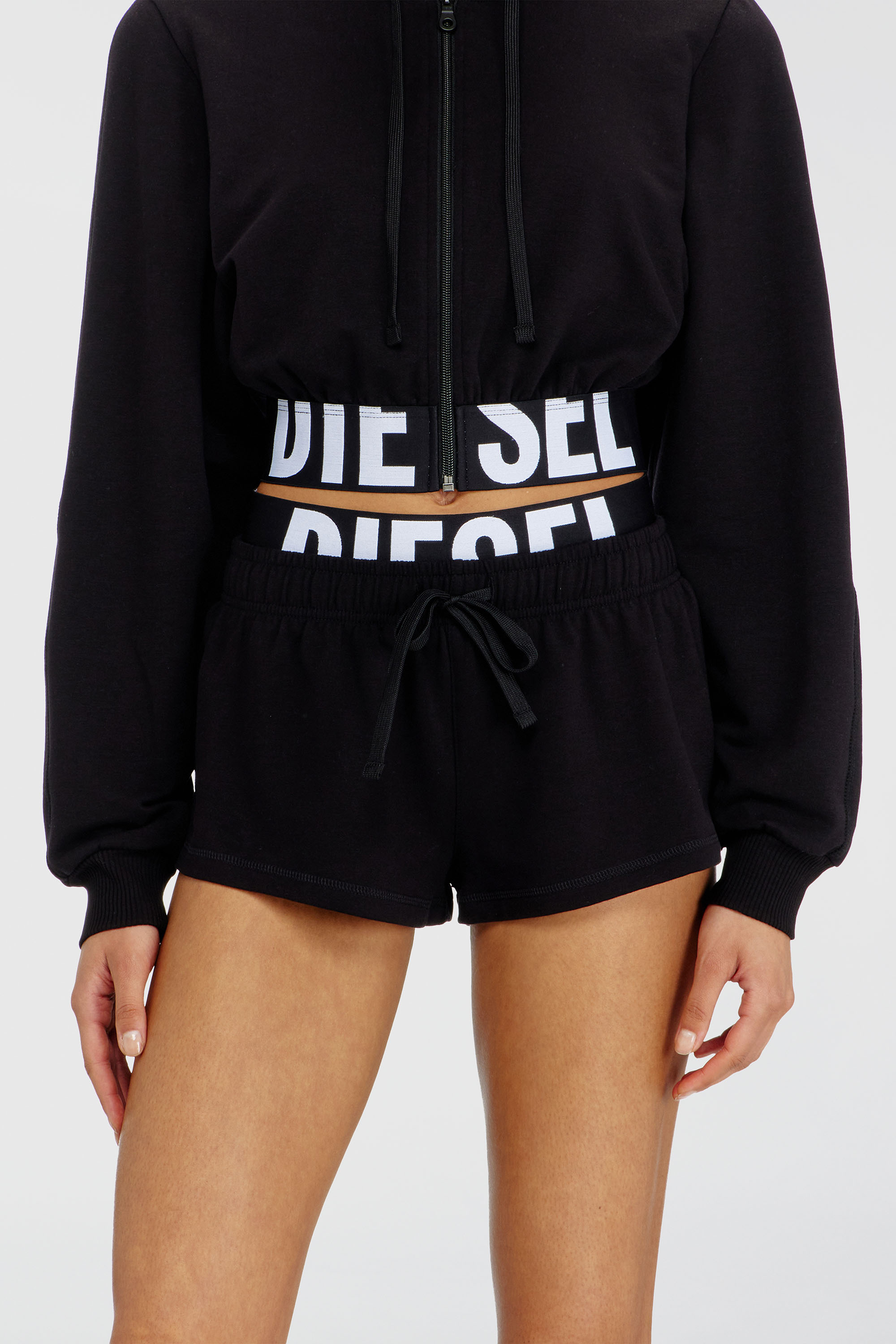Diesel - Short pants in cotton Terry with Diesel logo - Pants - Woman - Black