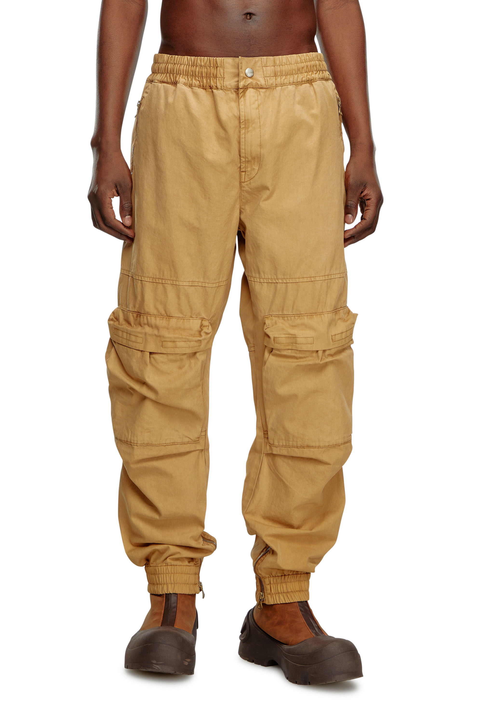 Shop Diesel Pantaloni Con Tasche In Cotone Biologico In Marrone