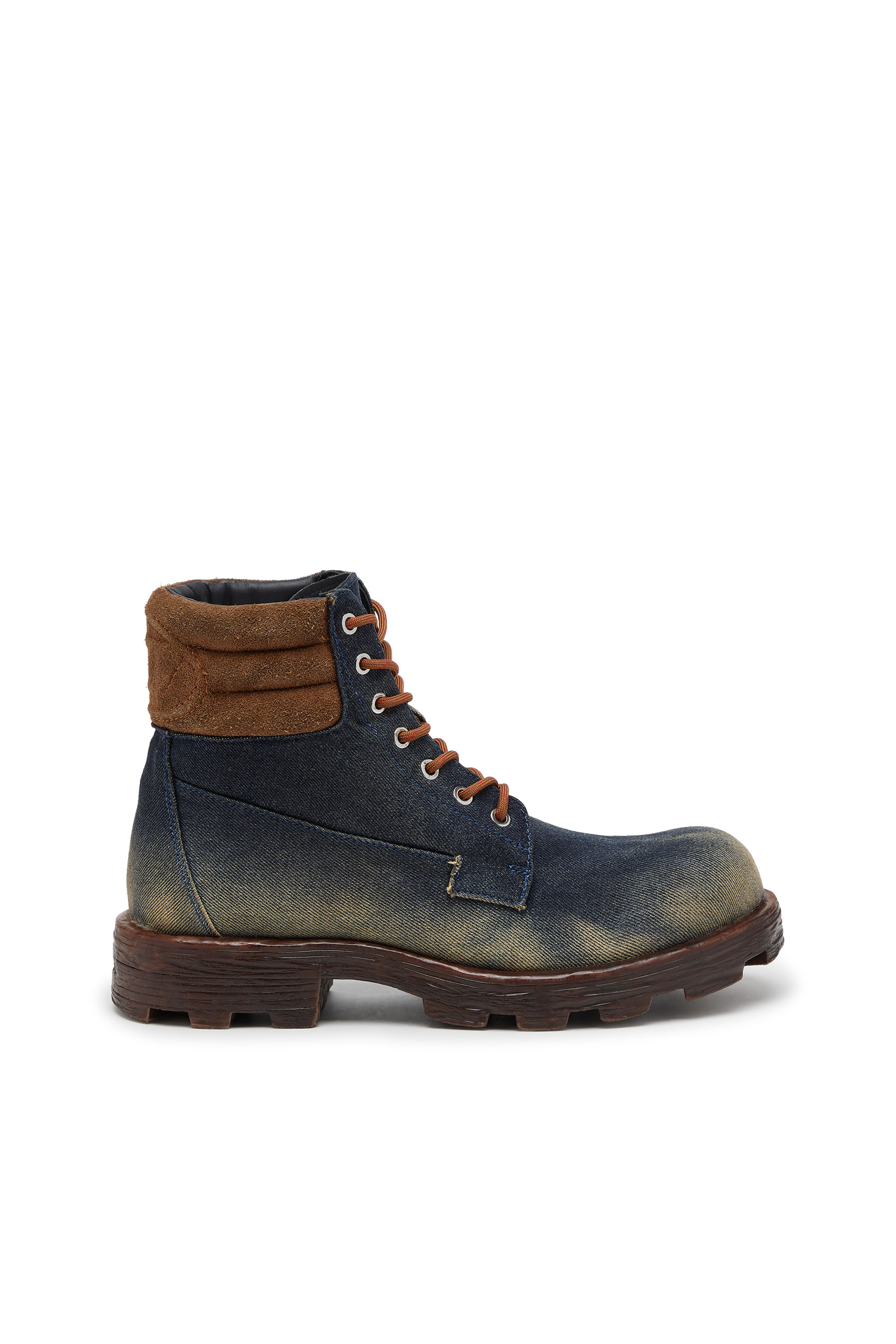 Diesel Homem Azul - D-Hammer-Combat Boots In Denim And Suede - Boots - Man Tamanho 43