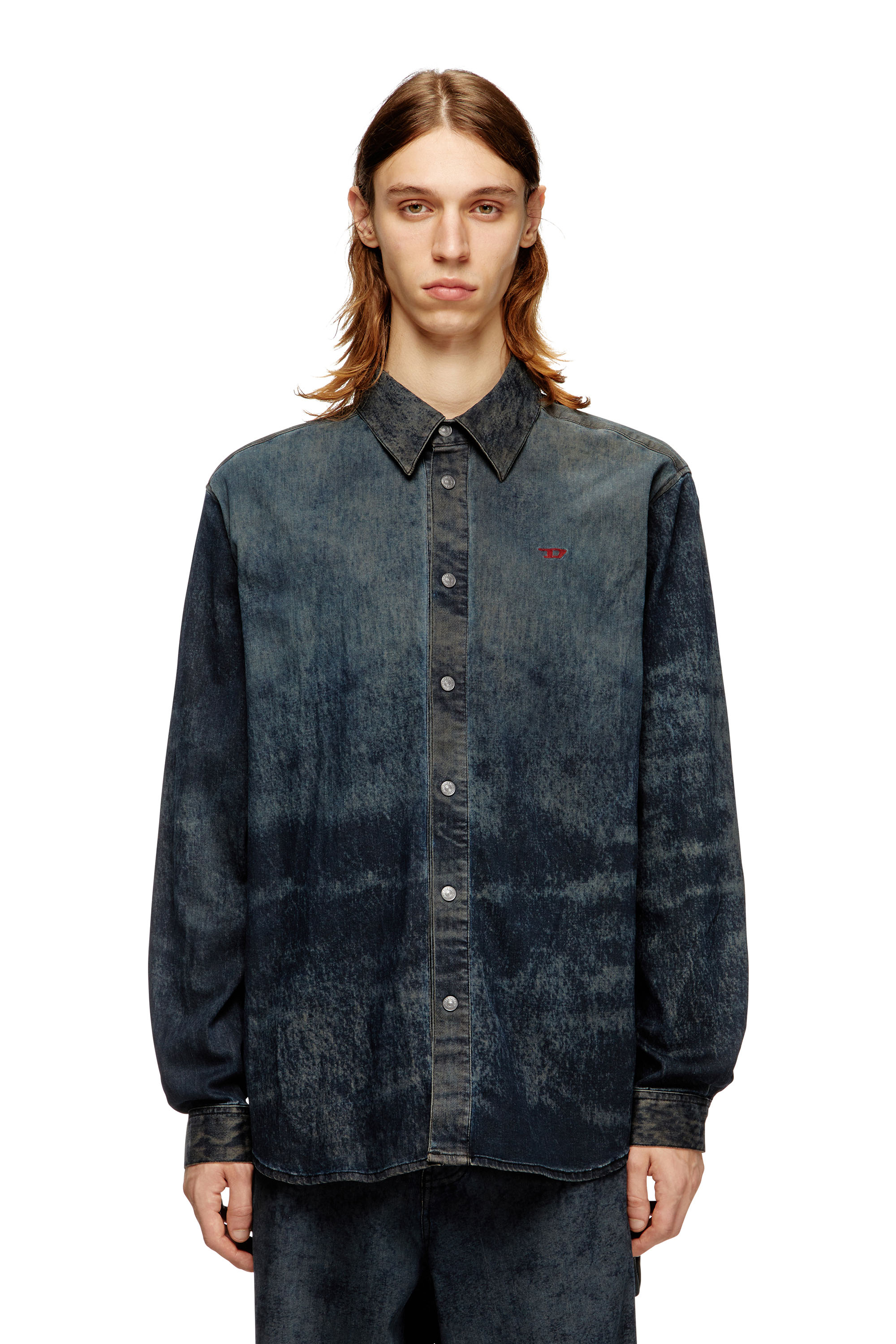 Diesel - S-SIMPLY-EPBS, Man's Cotton-blend shirt with logo in Black - 1