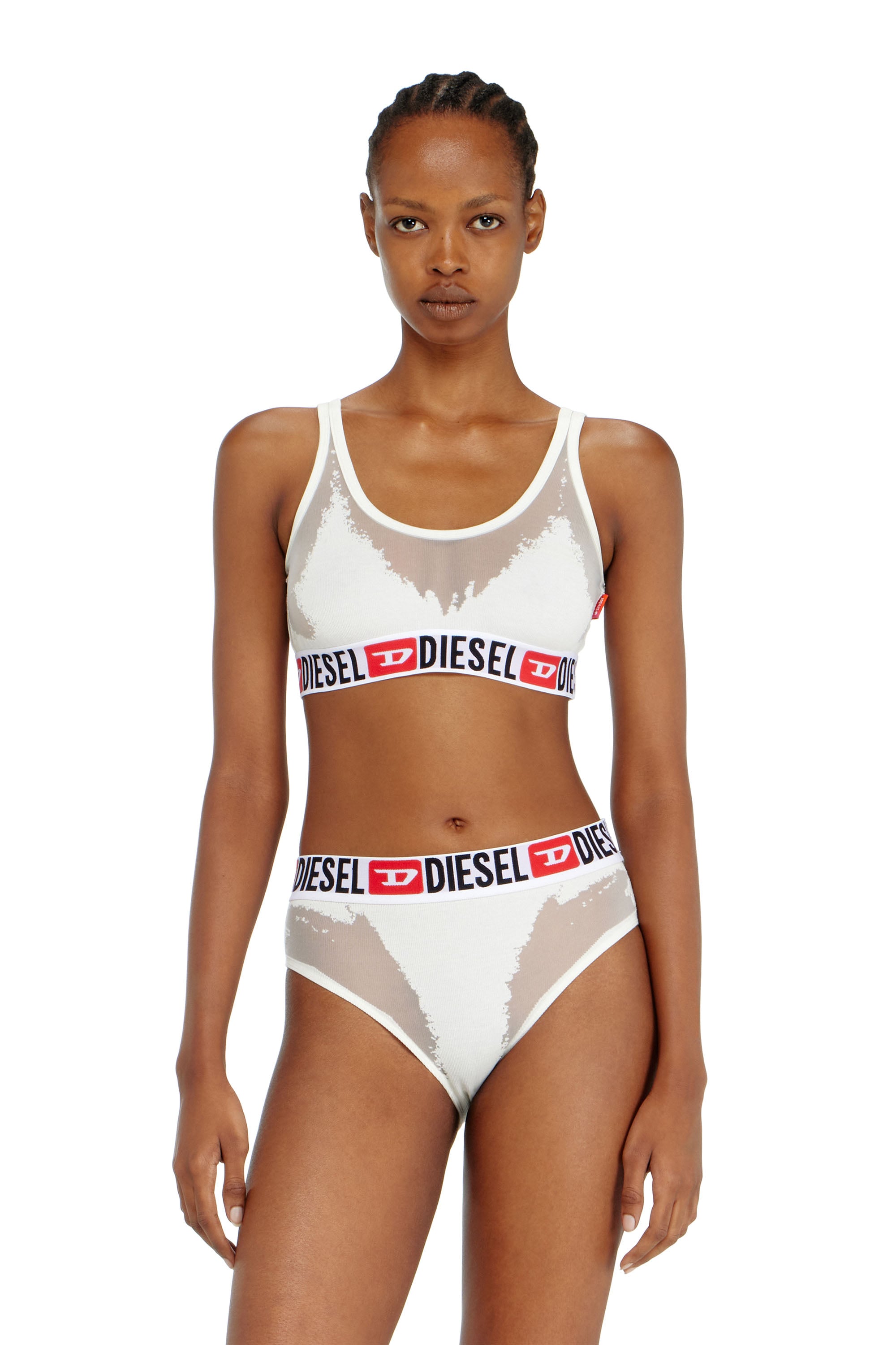 Diesel Mujer Blanco - Bralette Con Efecto Devoré Transparente - Sujetadores Pequeño