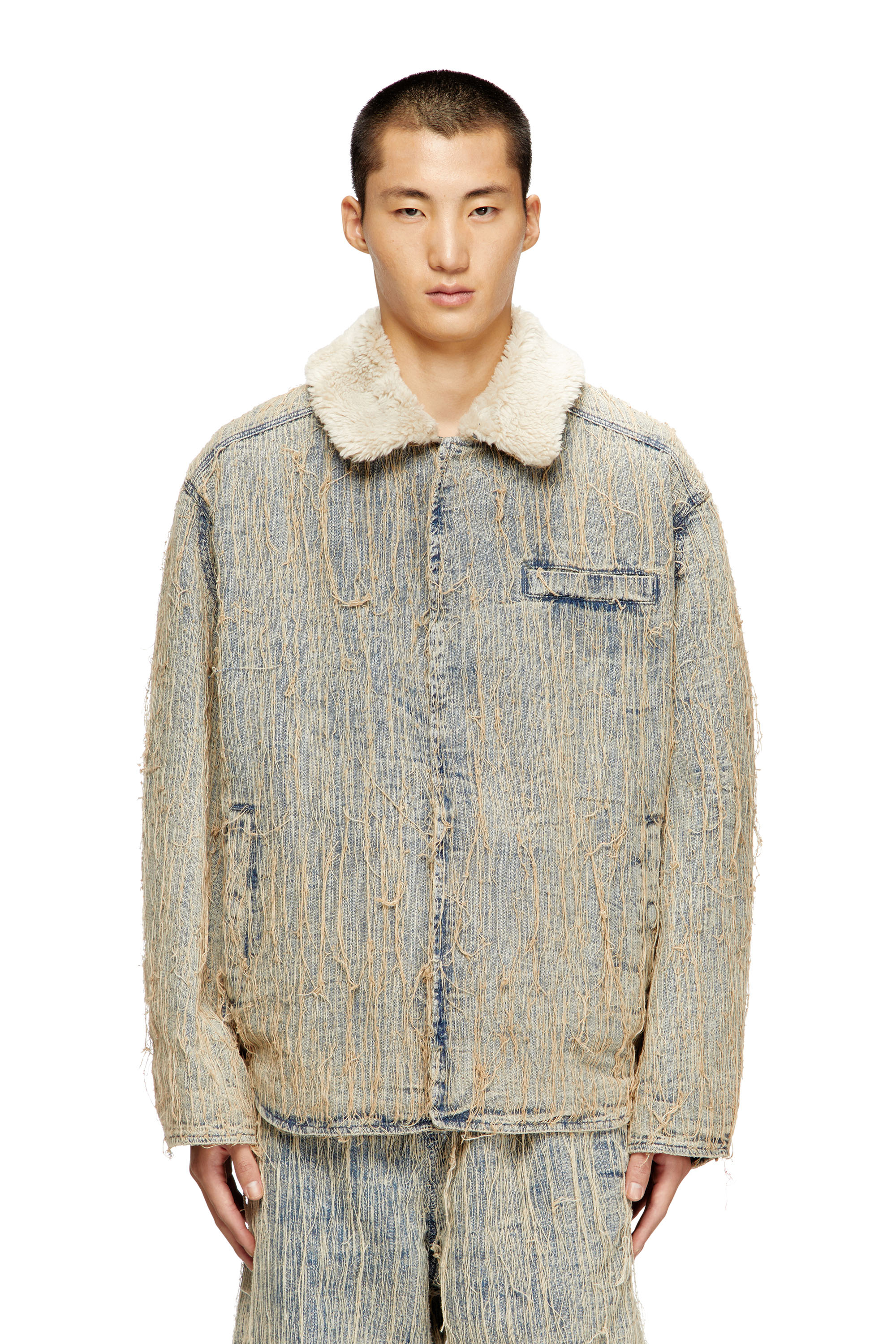 Diesel - D-IVAR-S, Man's Jacket in floating-thread jacquard denim in Light Blue - 1