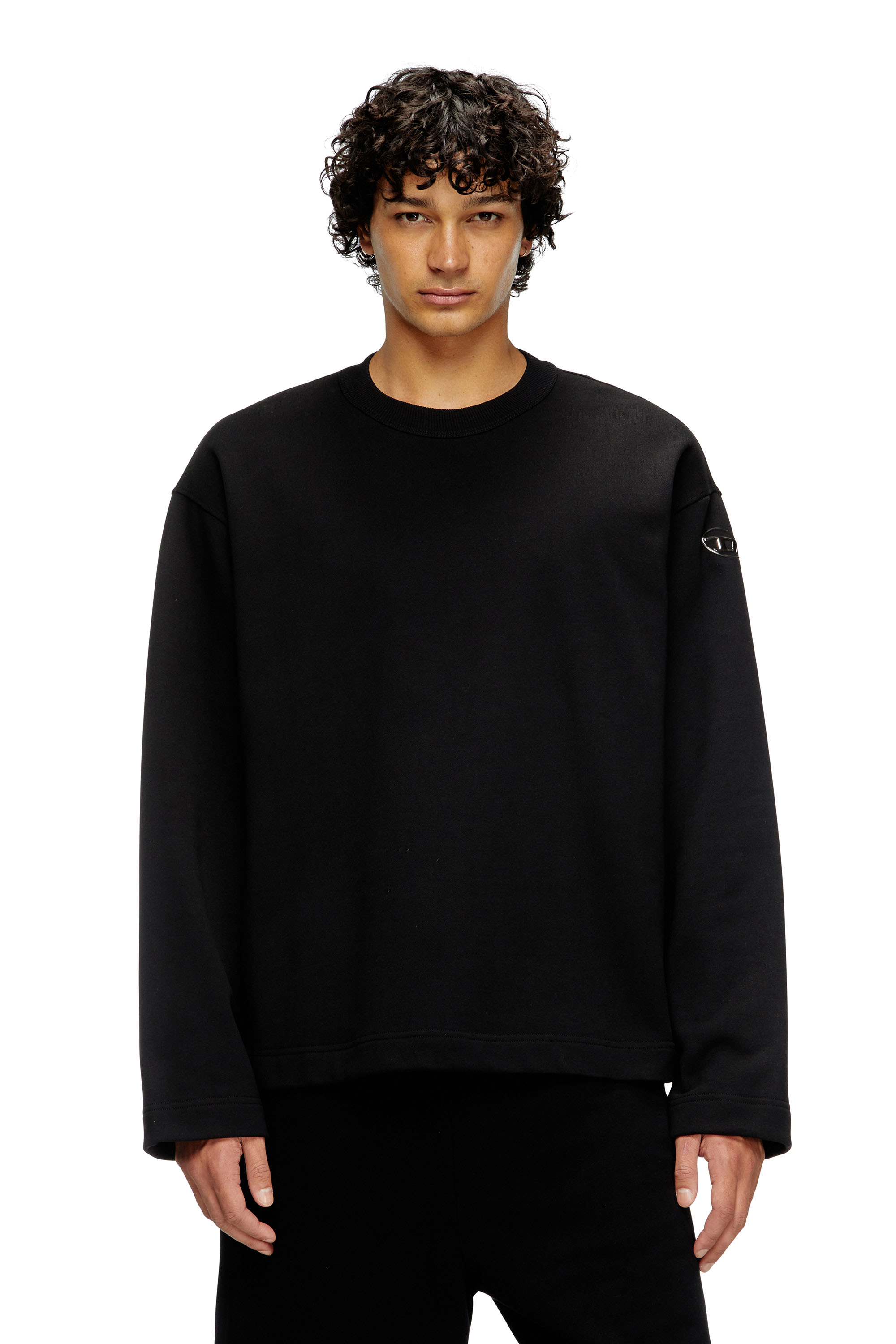 Diesel - Sweatshirt with metallic logo - Sweaters - Man - Black
