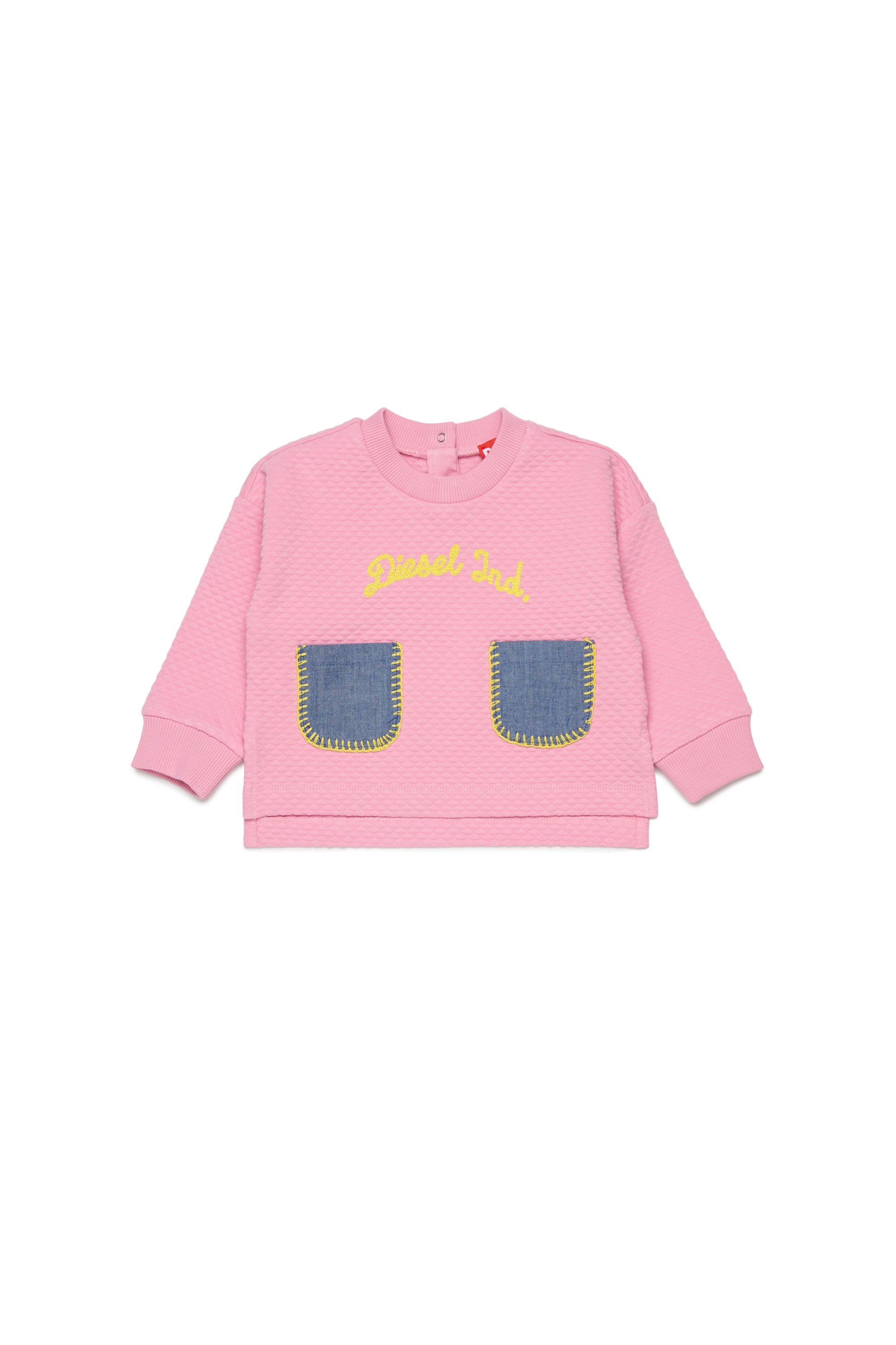 Diesel Girls Pink - Sweatshirt With Denim Pockets - Sweaters - Woman Size 9-12 Kids