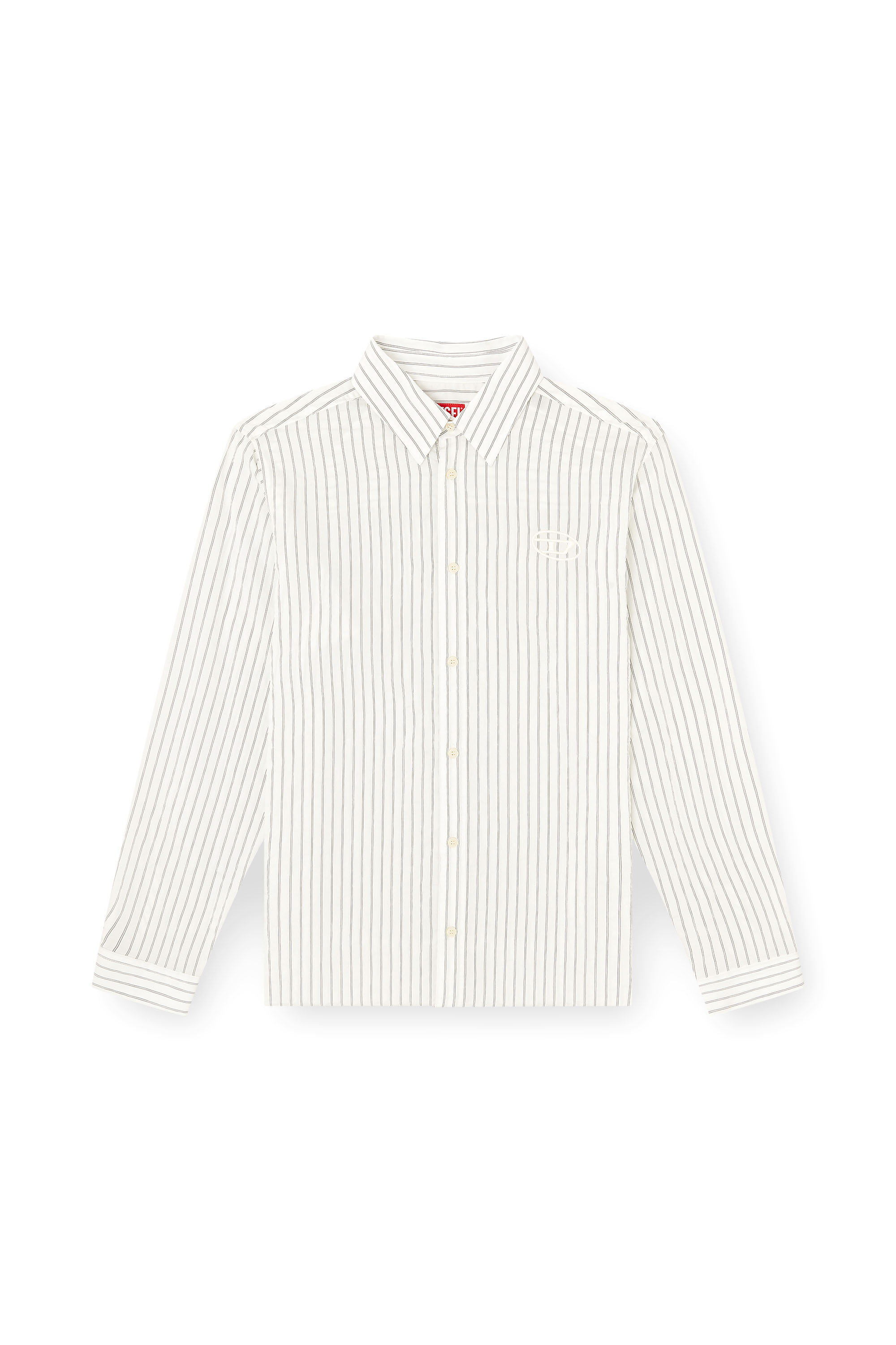 Diesel - S-SIMPLY-GSBG, Man's Wool blend shirt with Oval D embroidery in Grey/White - 3