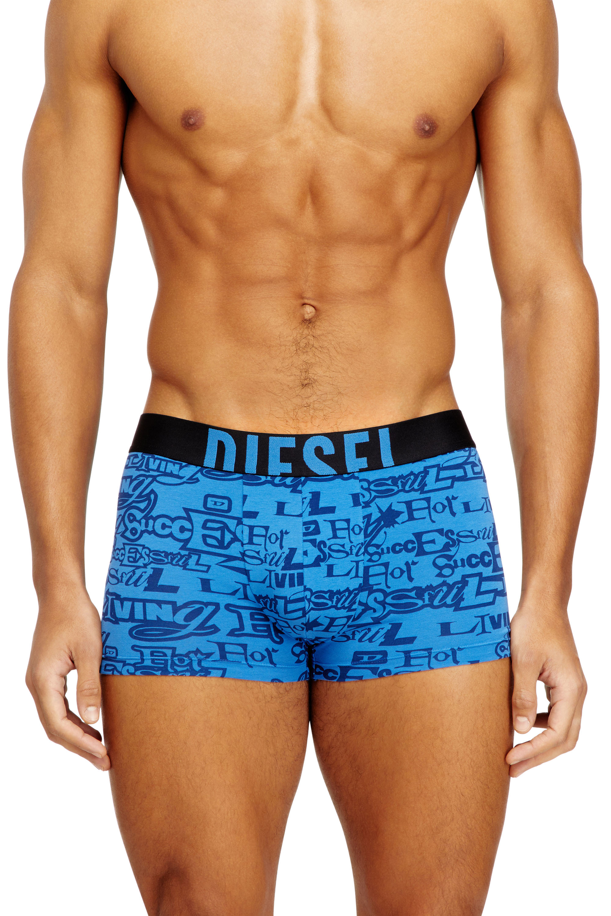 Diesel Men's Blue - Three-Pack Cotton Trunks With Bold Logos - Trunks - Man Small