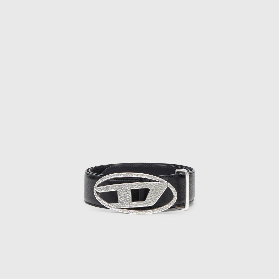 Diesel - 4cm leather belt with hammered Oval D buckle - Belts - Unisex - Black