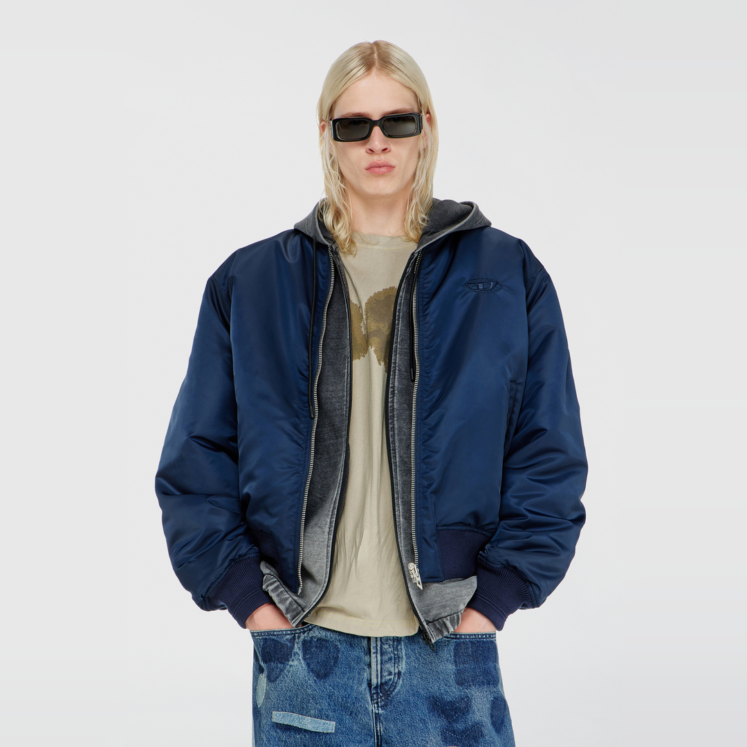 Diesel , Bomber Jackets, Male, Blue, 2XL, Reversible Padded Bomber Jacket - Image 2