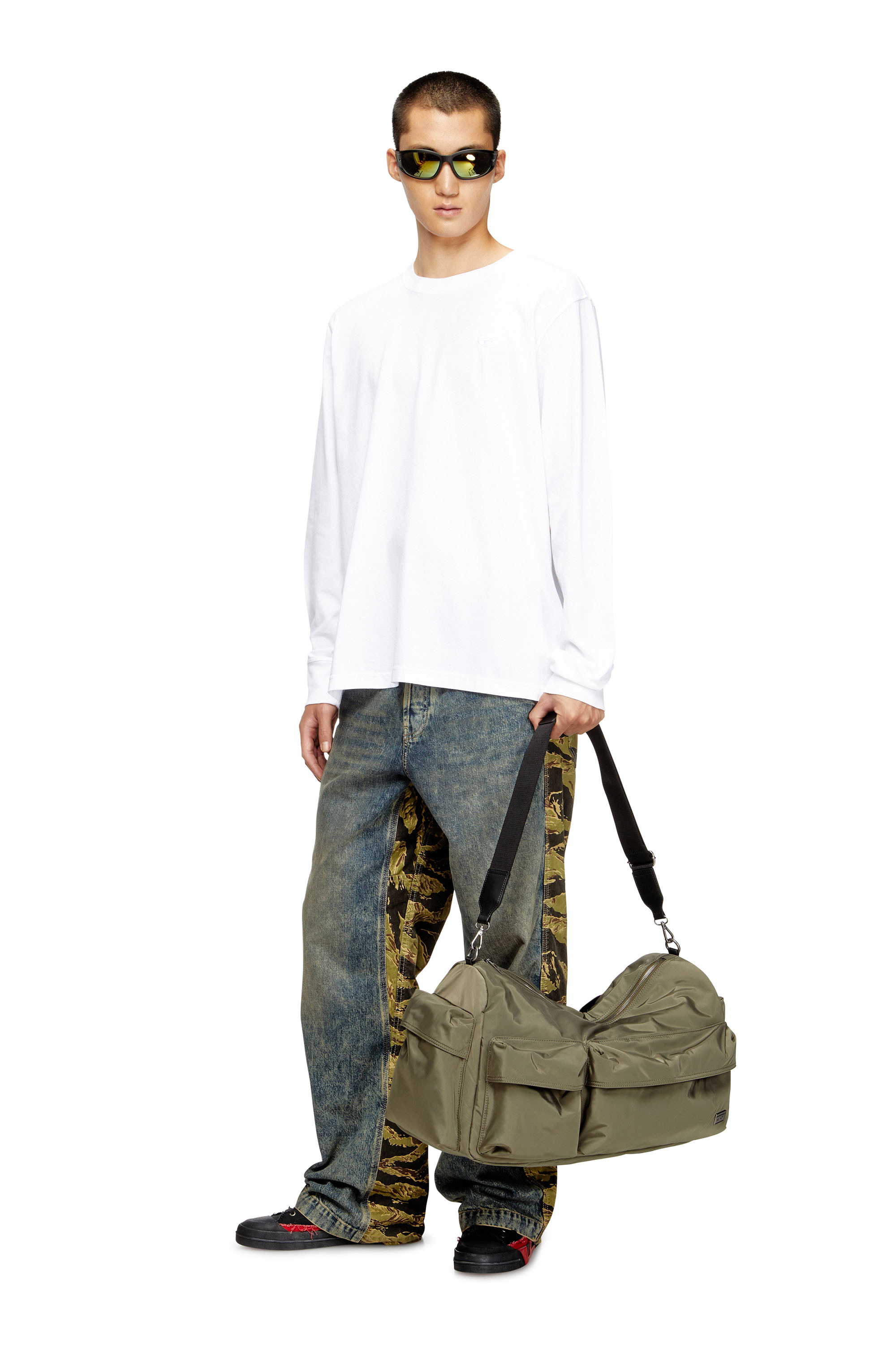 Diesel - MULTI-PKTS DUFFLE X, Unisex's Multi-Pkts-Multipocket duffle bag in utilitarian shell in Military Green - 2