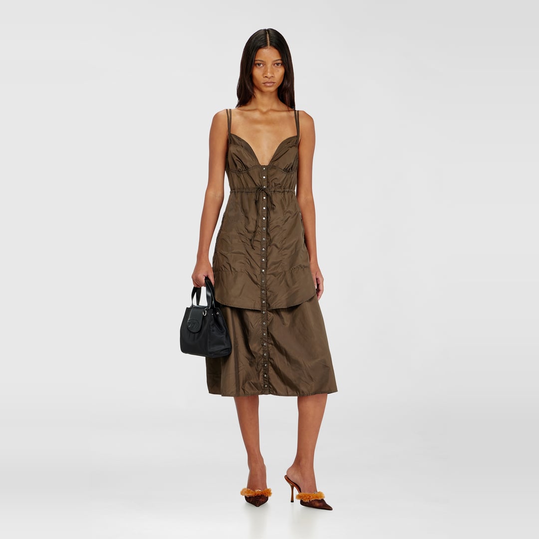 Diesel - Lightweight nylon dress with layered design - Dresses - Woman - Brown