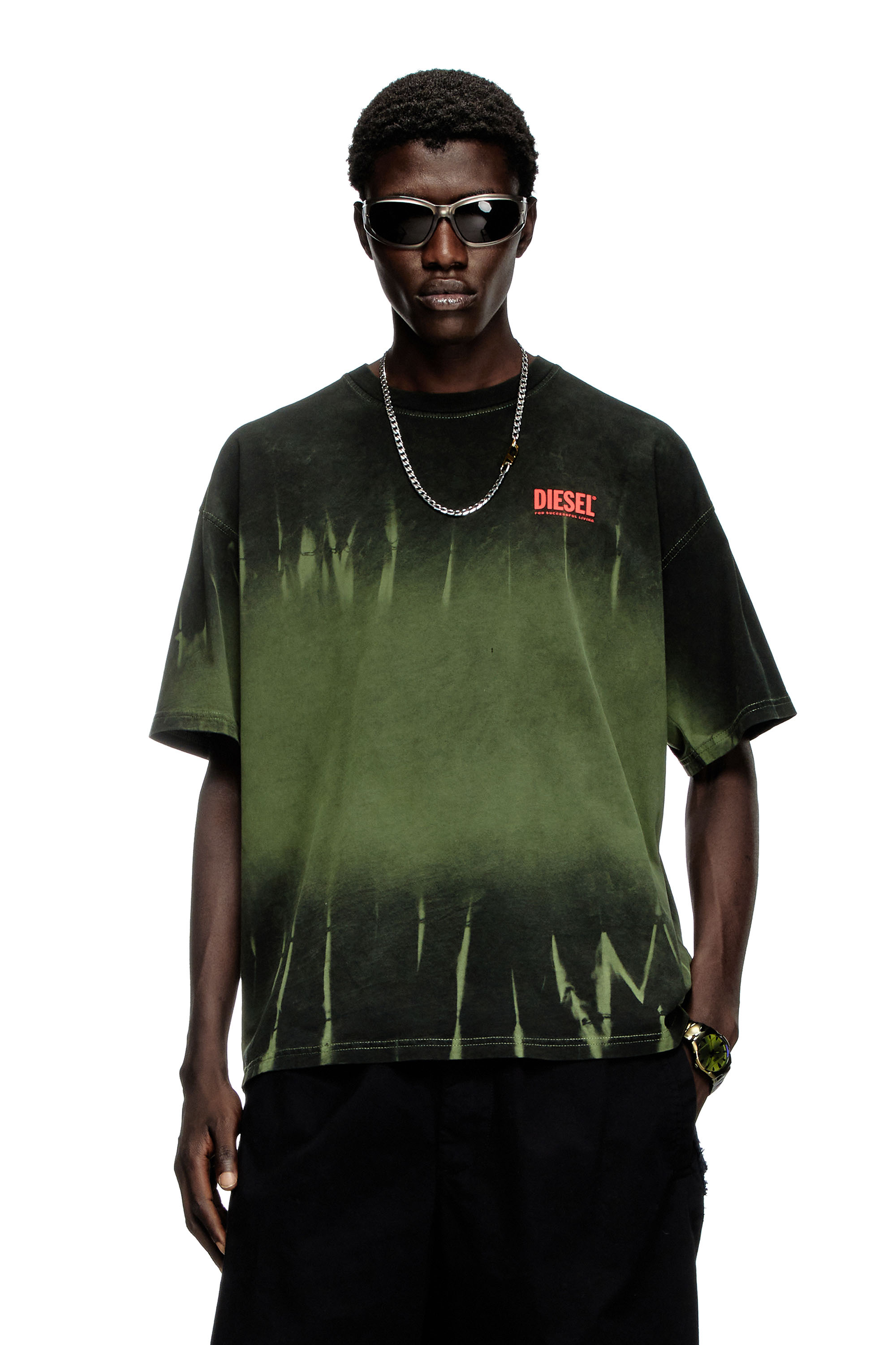 Diesel - Tie-dye T-shirt with logo print - T-Shirts - Man - Green