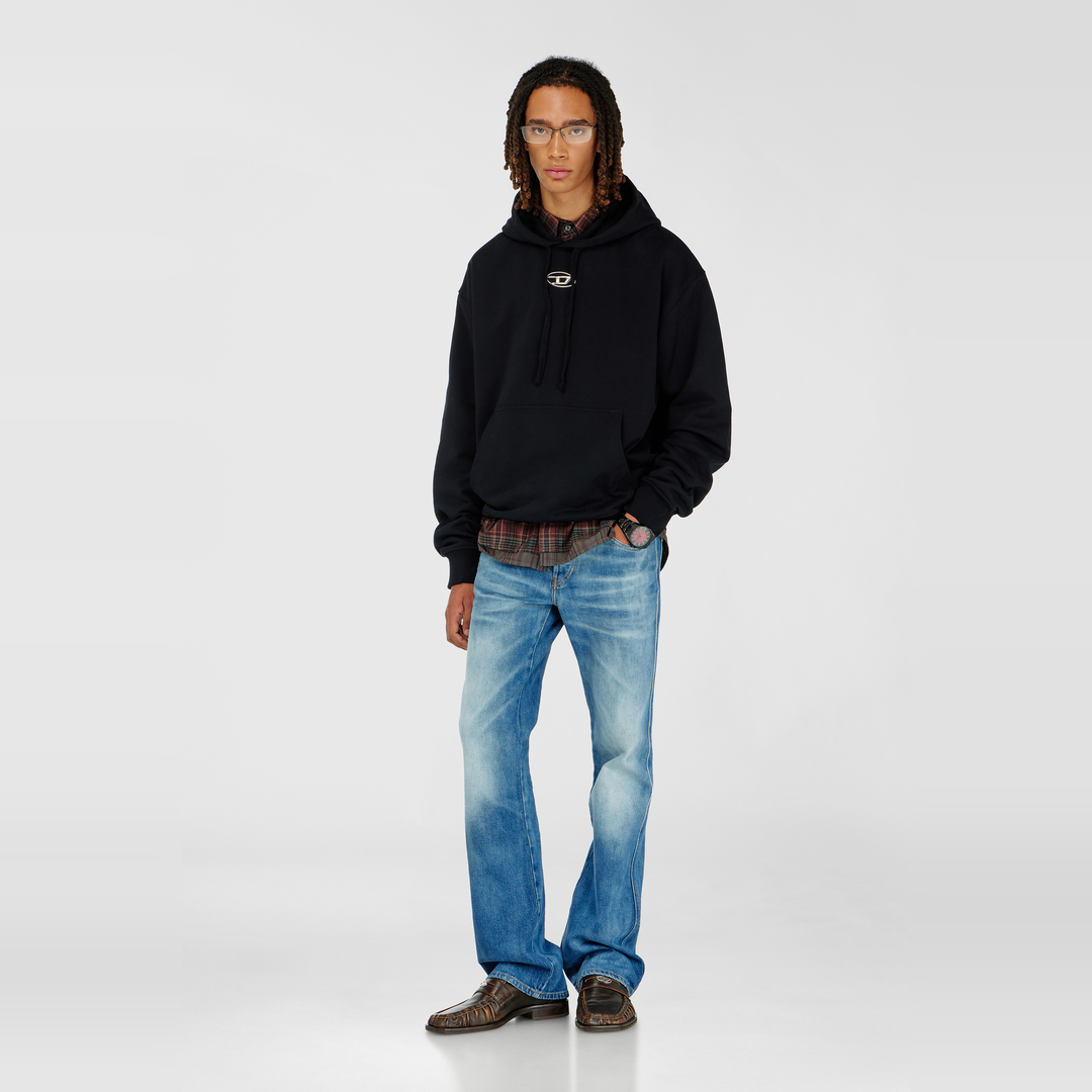 Diesel - Sweat-shirt à capuche oversize avec logo métallisé - Pull Cotton - Homme - Noir