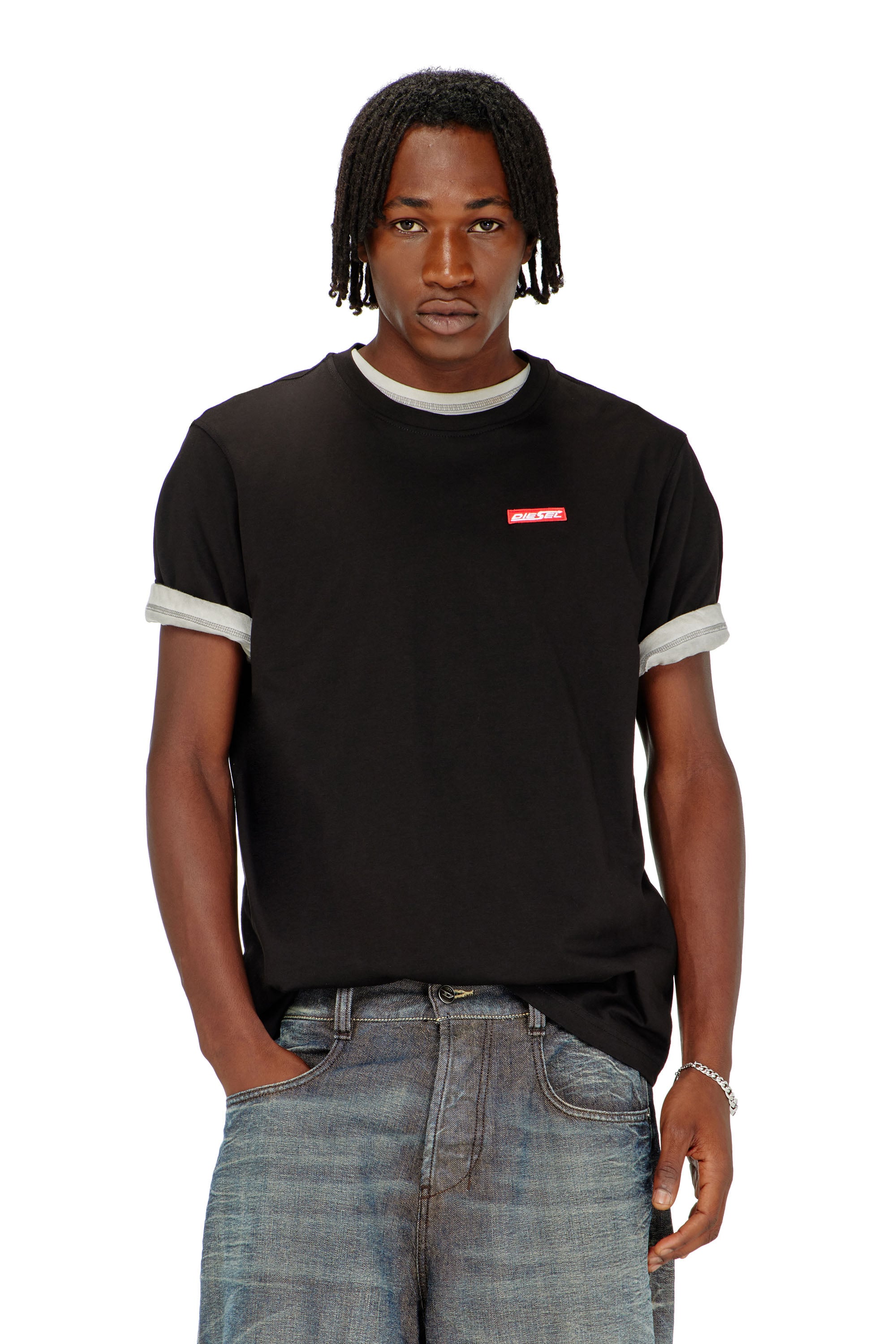 Diesel T-Shirt En Coton Avec Patch Logo T-Shirts Homme Noir 3XL
