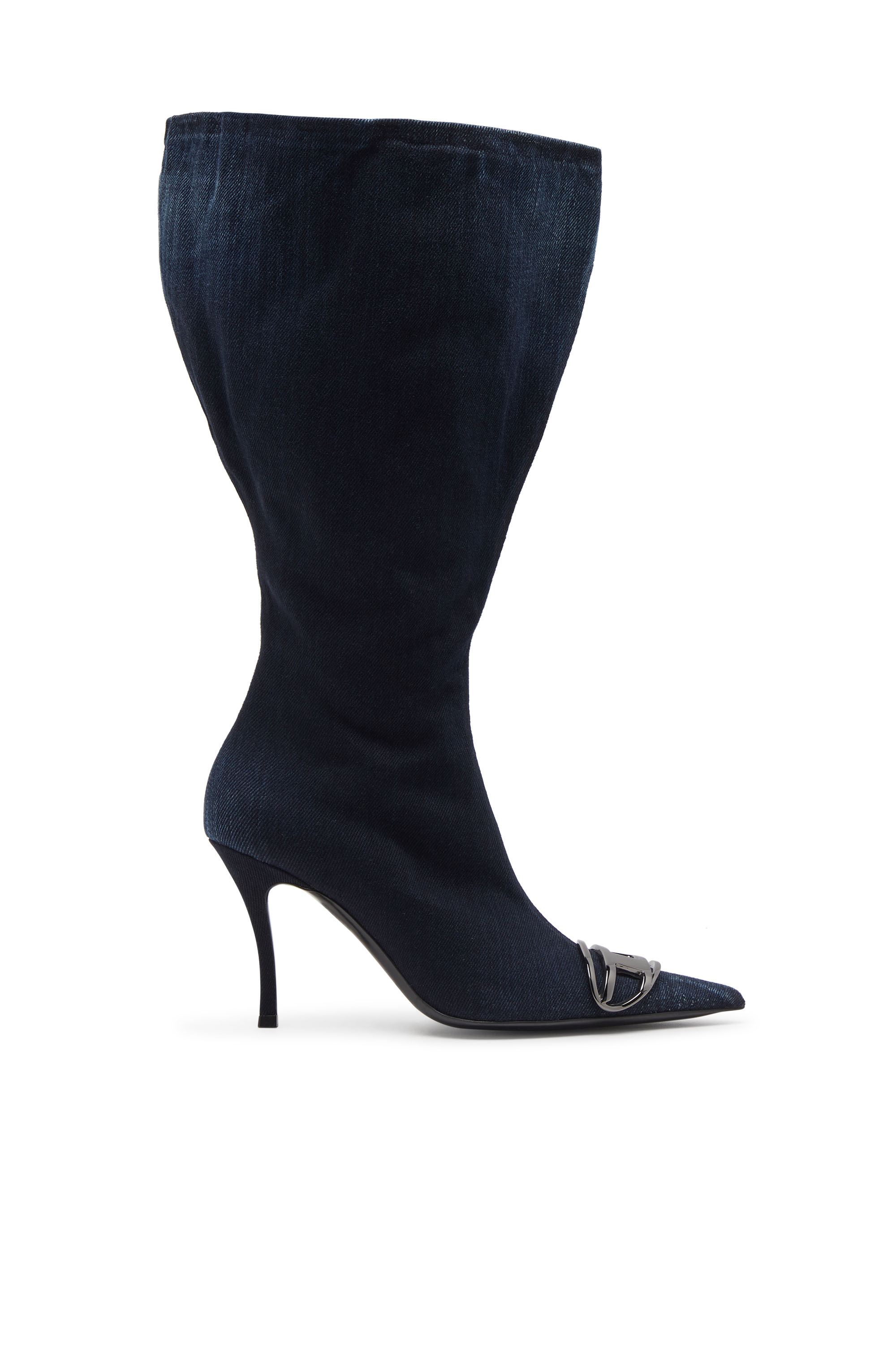 Diesel D-venus-wide Knee-high Boots In Denim
