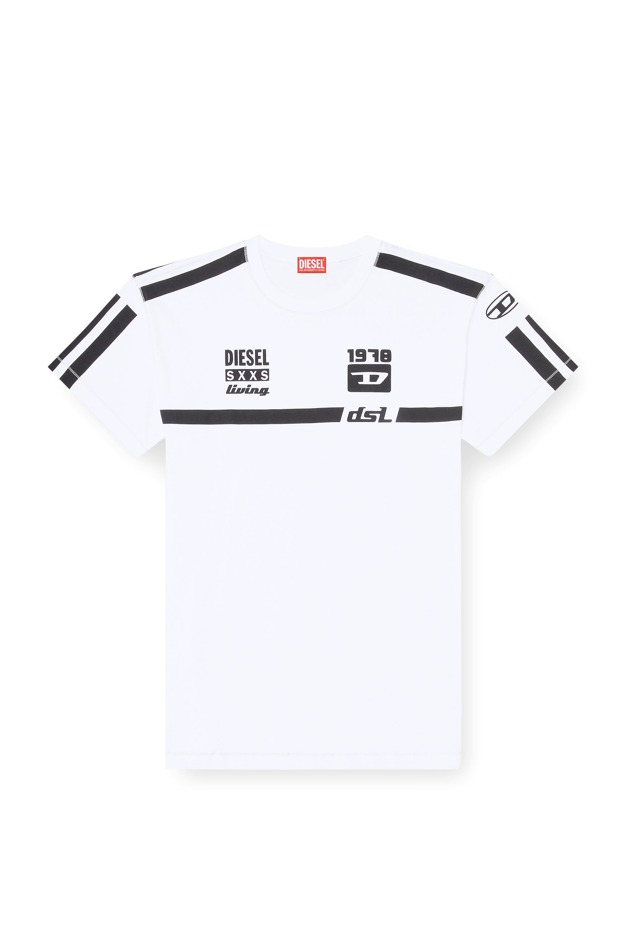 Diesel - T-NORM-V12, Man's Cotton T-shirt with contrast graphic prints in White - 2
