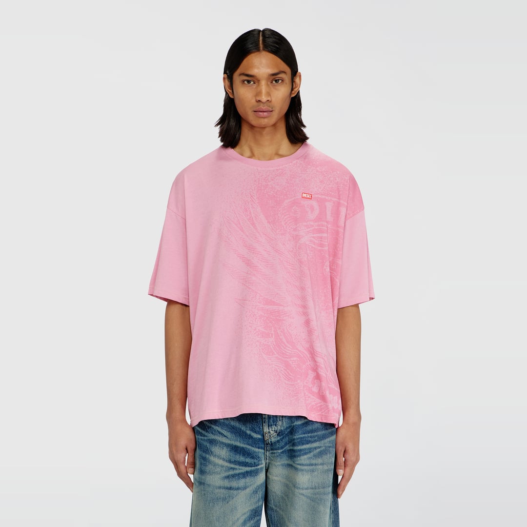 Diesel - Relaxed T-shirt with pigment prints - T-Shirts - Man - Pink